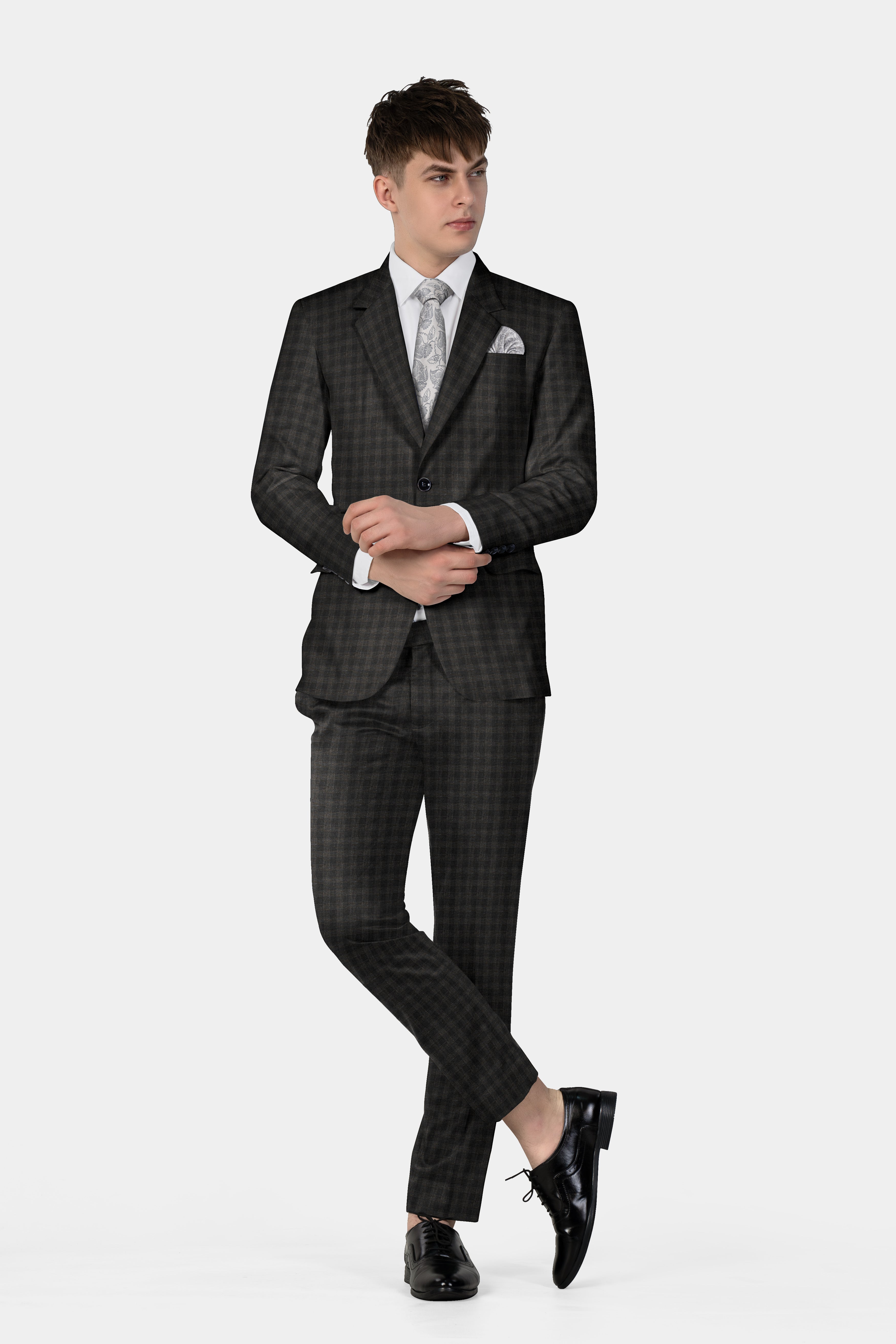 Thunder Brown Plaid Wool Blend Pant