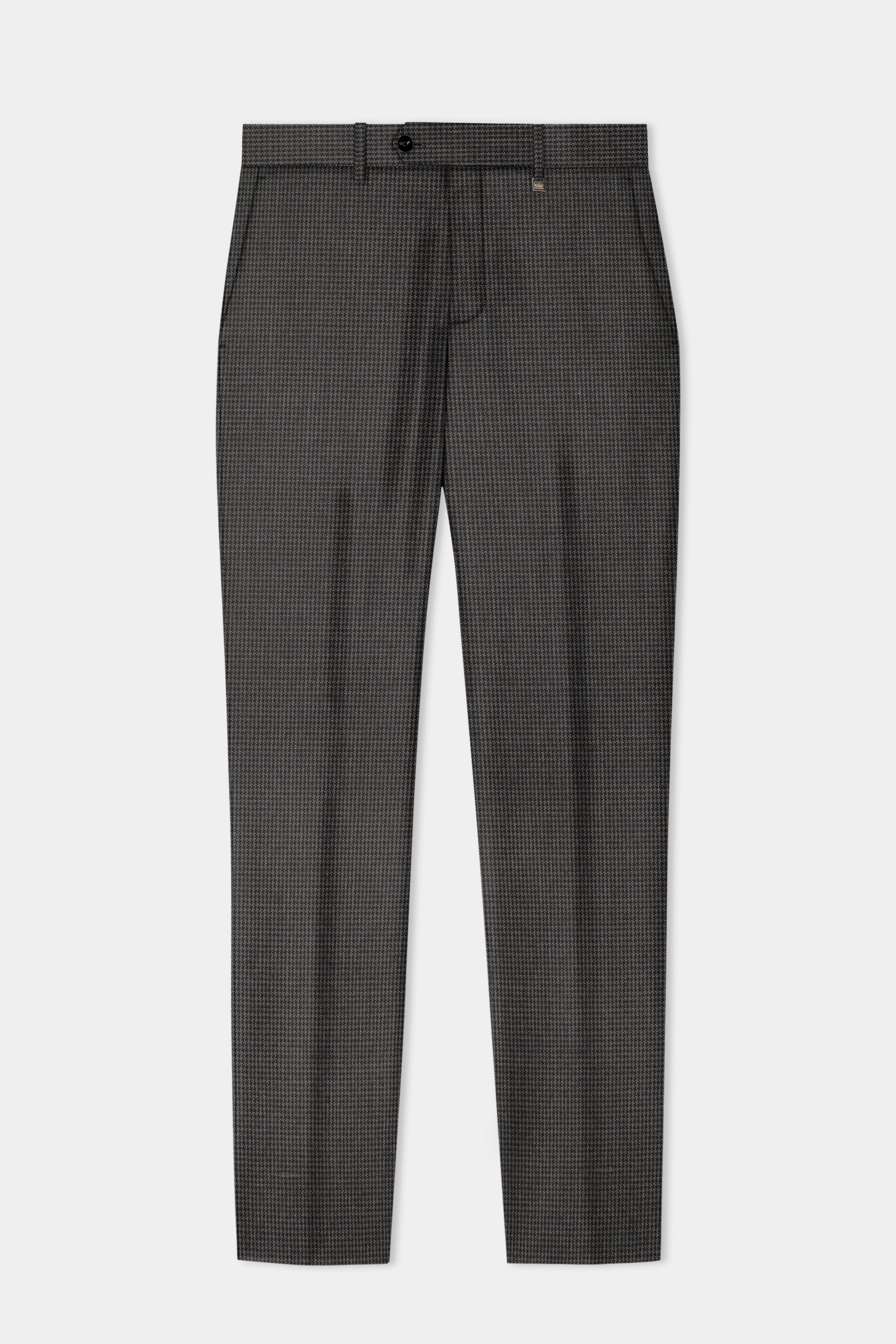 Iridium Brown Micro Checkered Wool Blend Pant