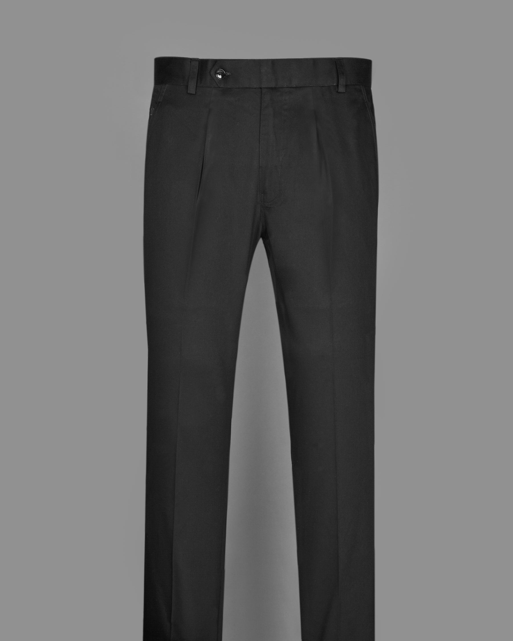 Jet Black Stretchable Subtle Sheen Formal Pant