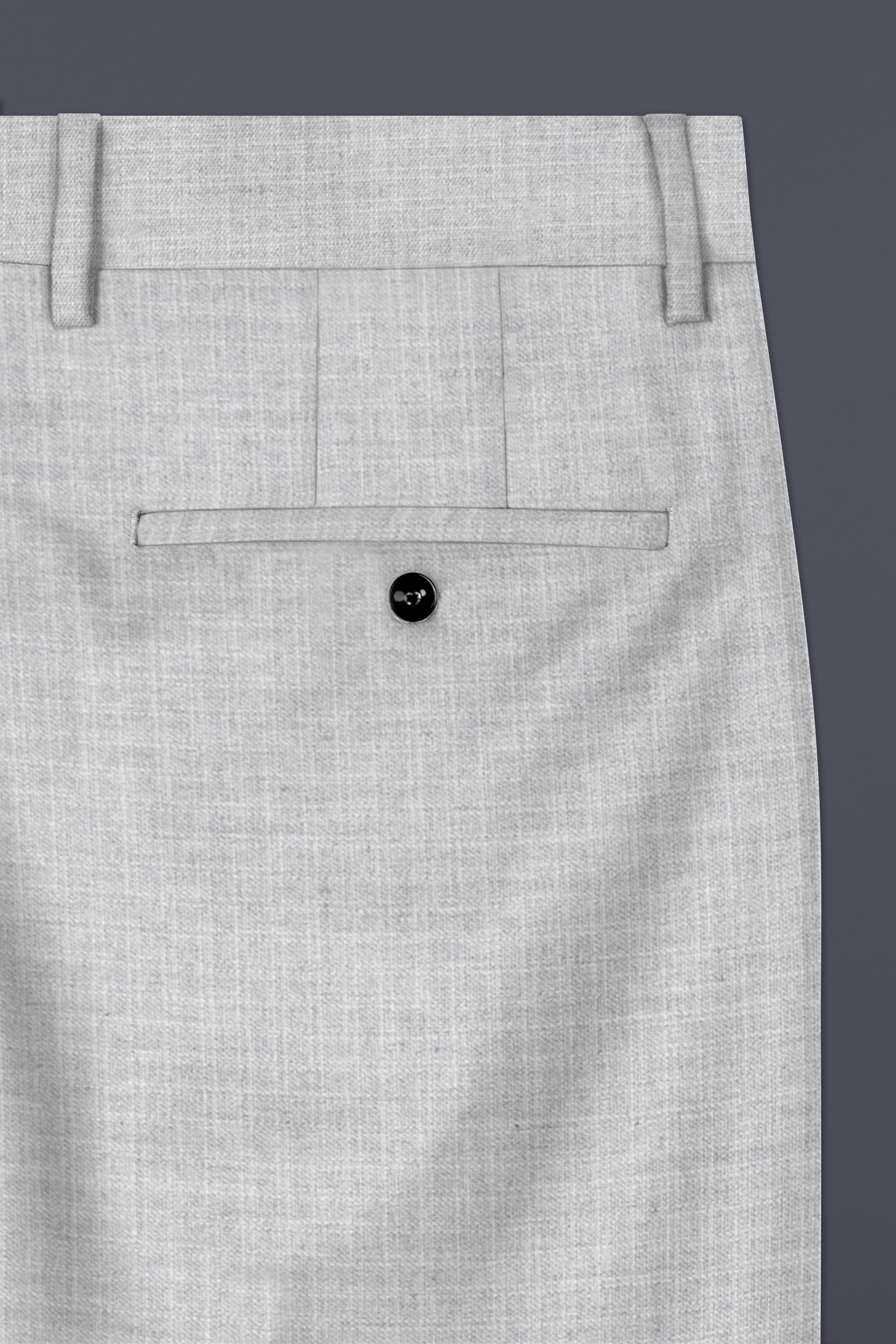 Pastel Gray Textured Wool Blend Pant