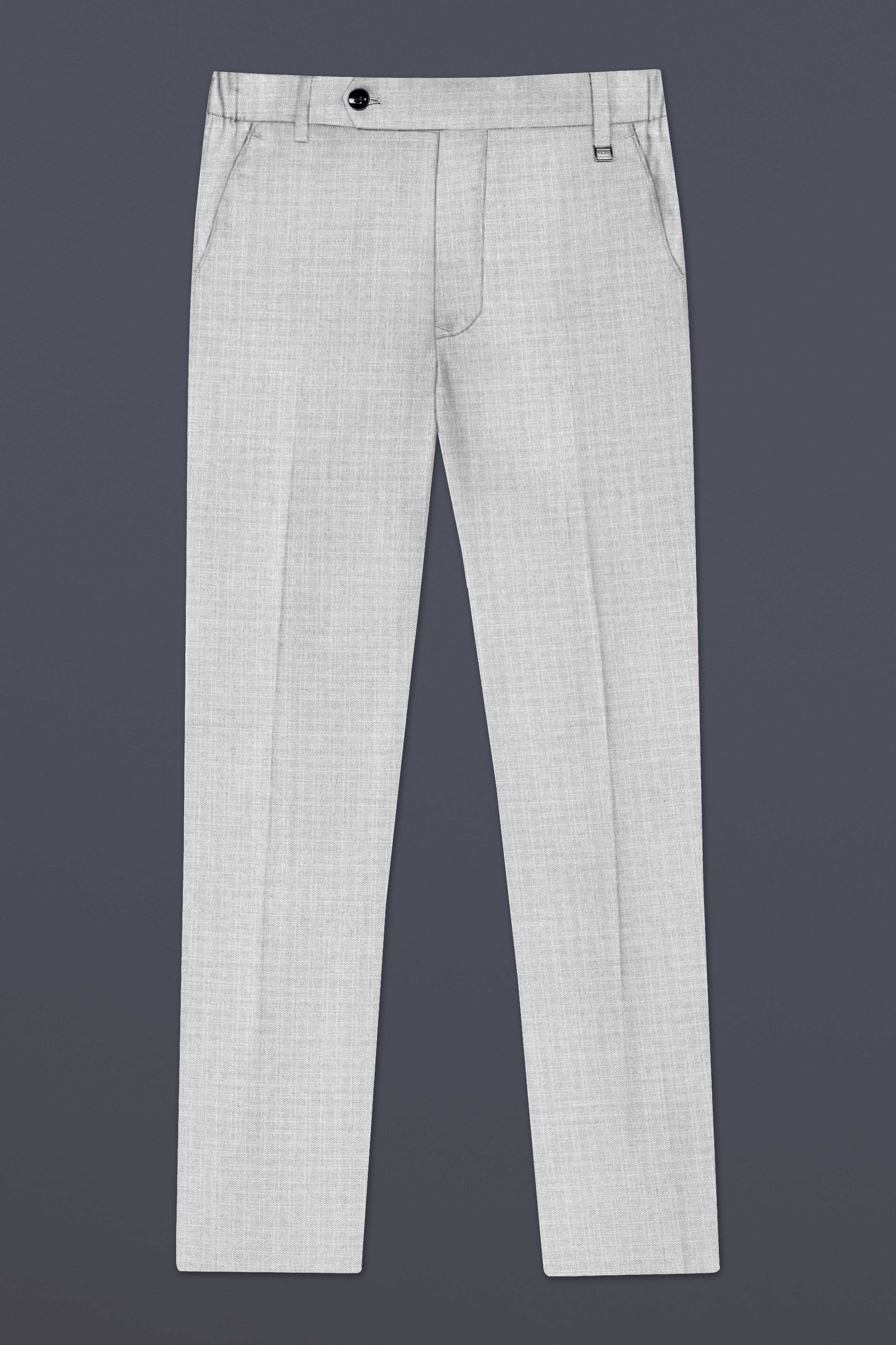 Pastel Gray Textured Wool Blend Pant