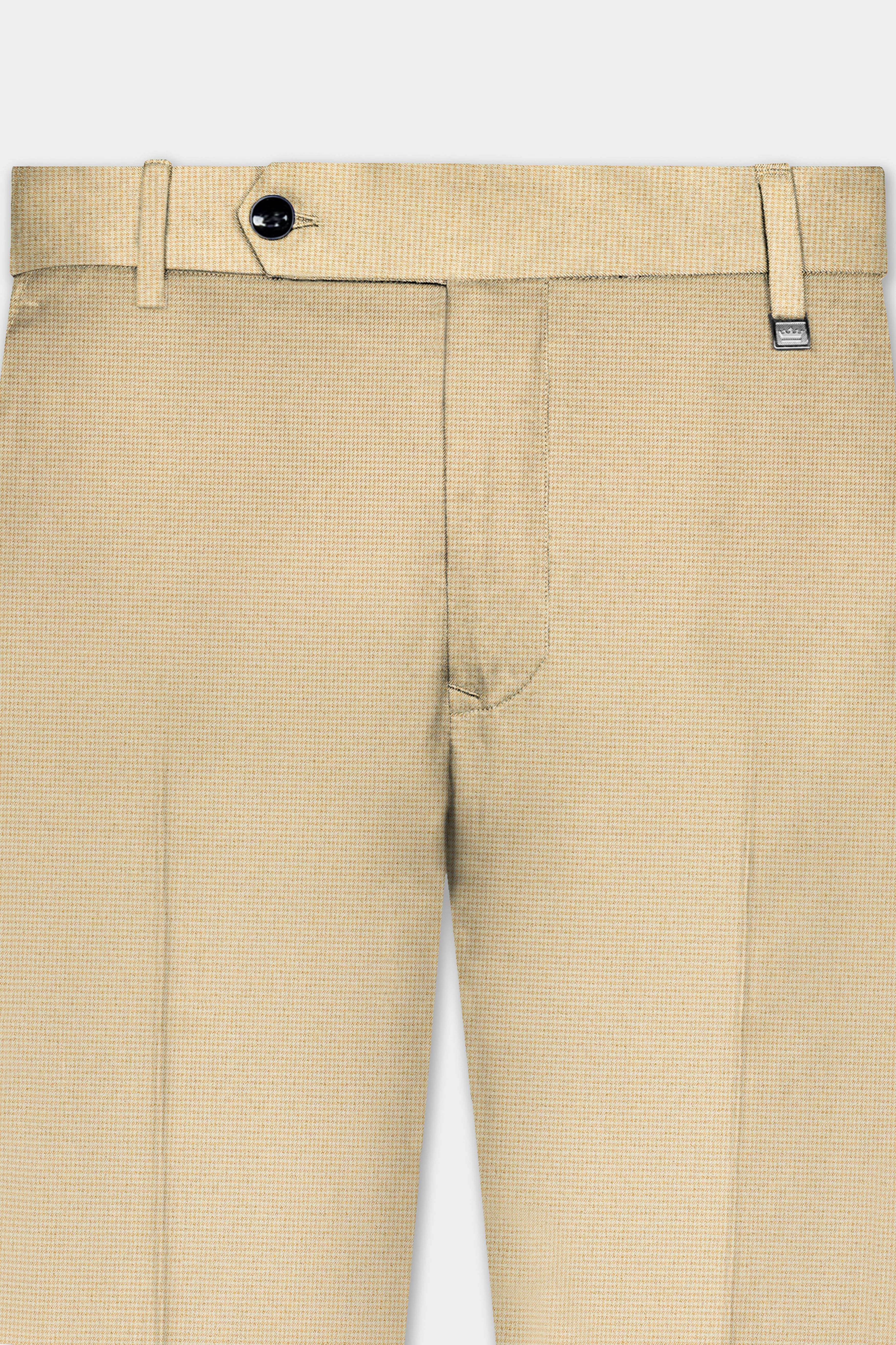 Hampton Cream Houndstooth Textured Wool Rich Pant