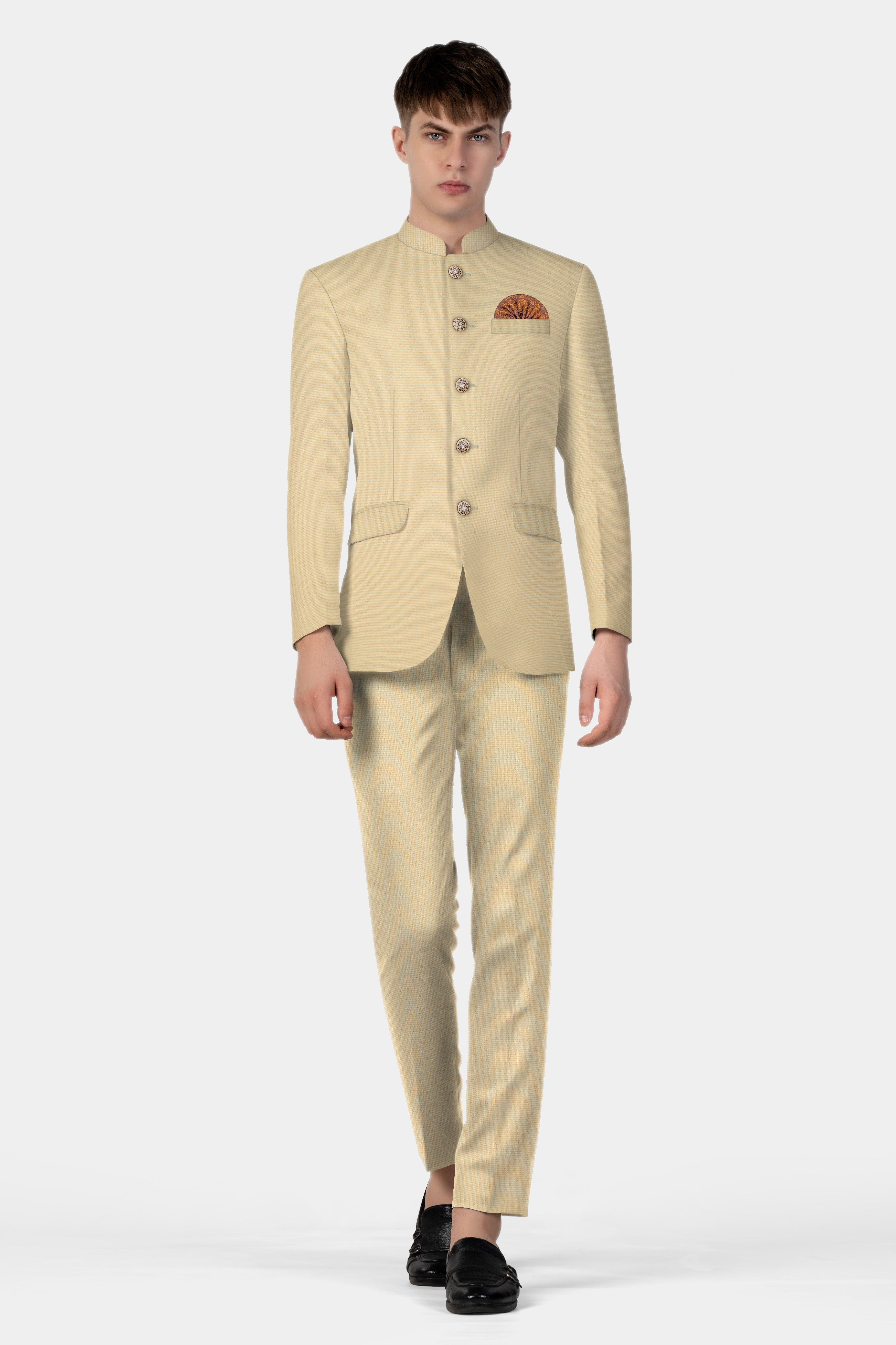 Hampton Cream Houndstooth Textured Wool Rich Pant