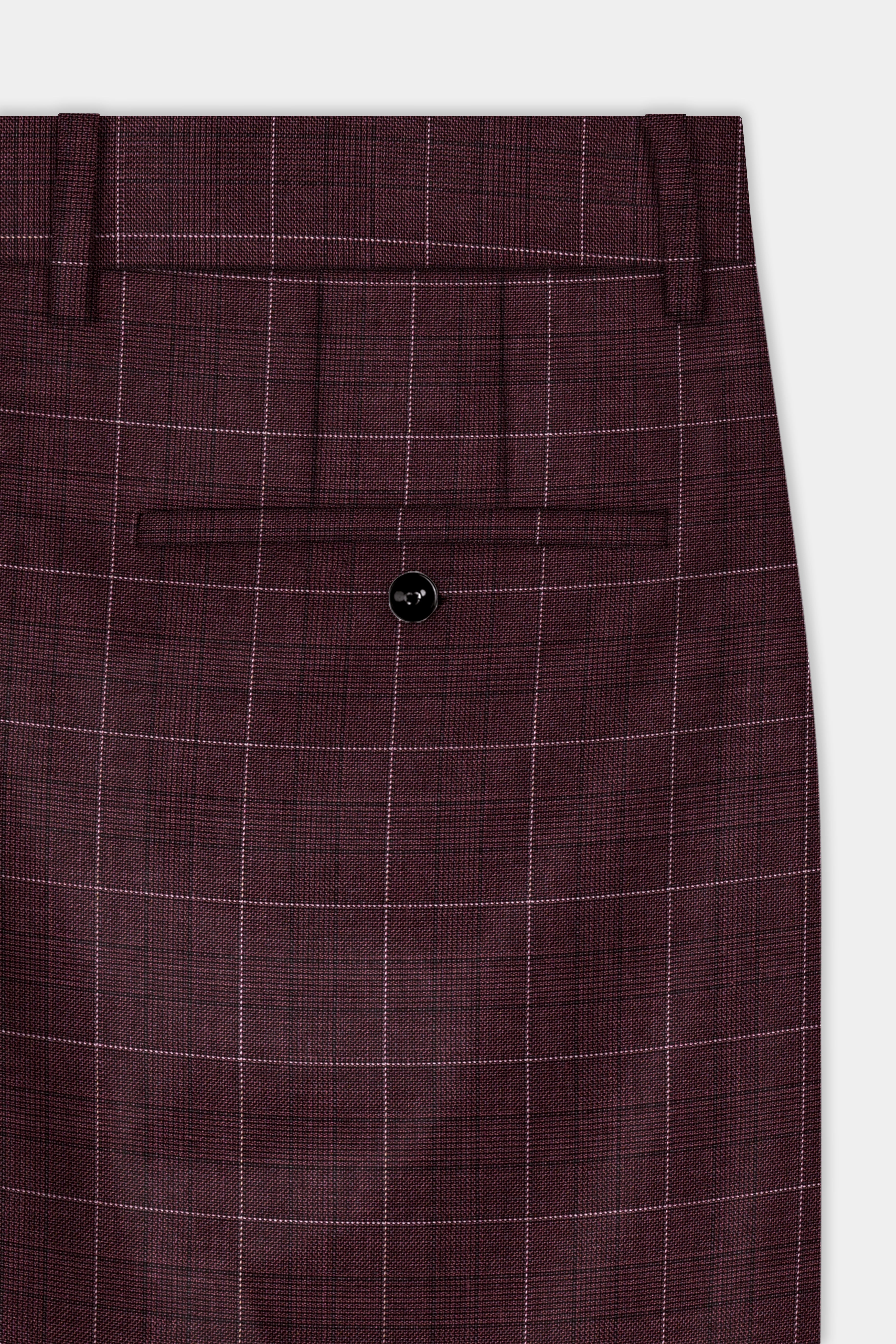 Iroko maroon Windowpane Wool Rich Pant