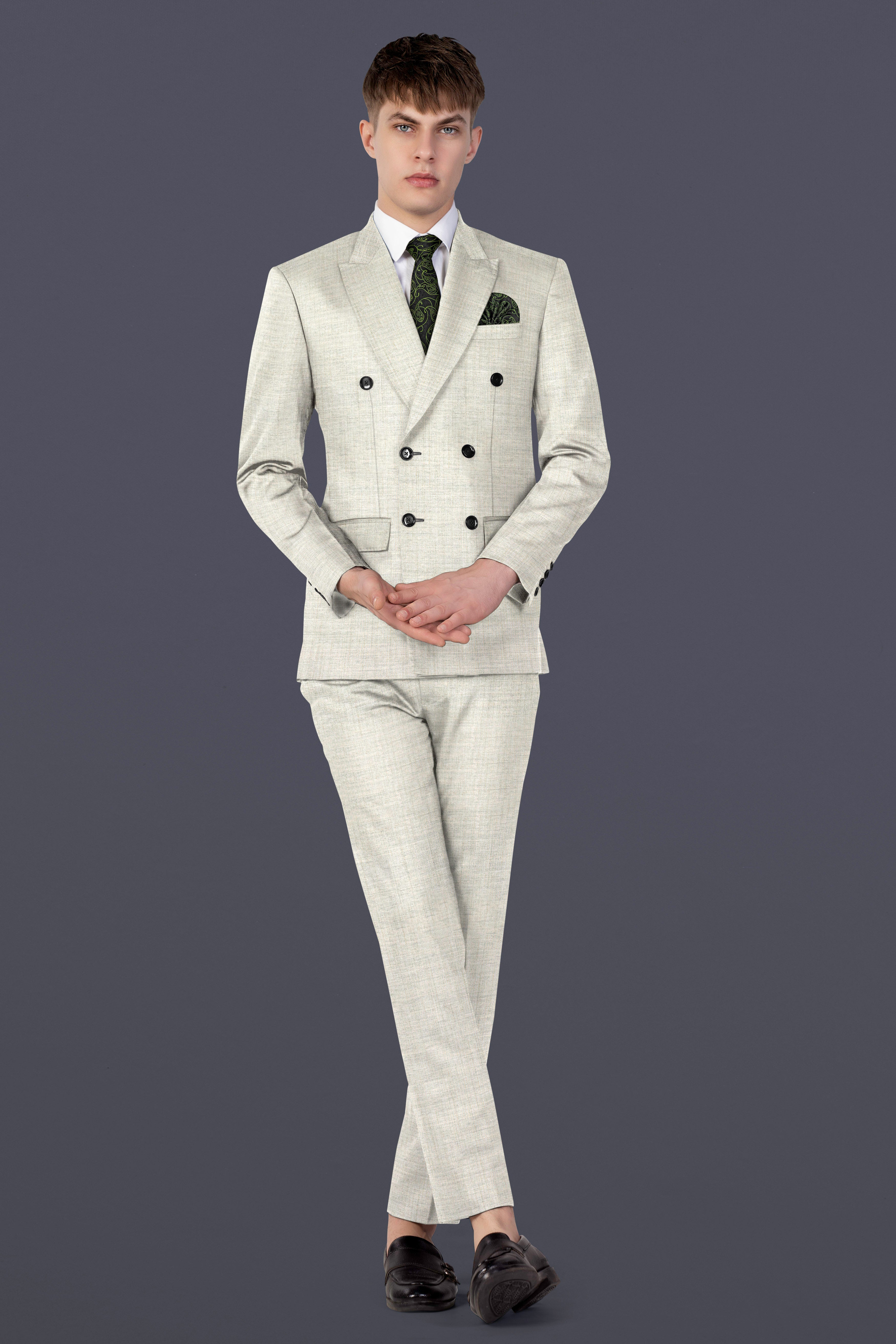 Spanish Gray Textured Wool Blend Pant