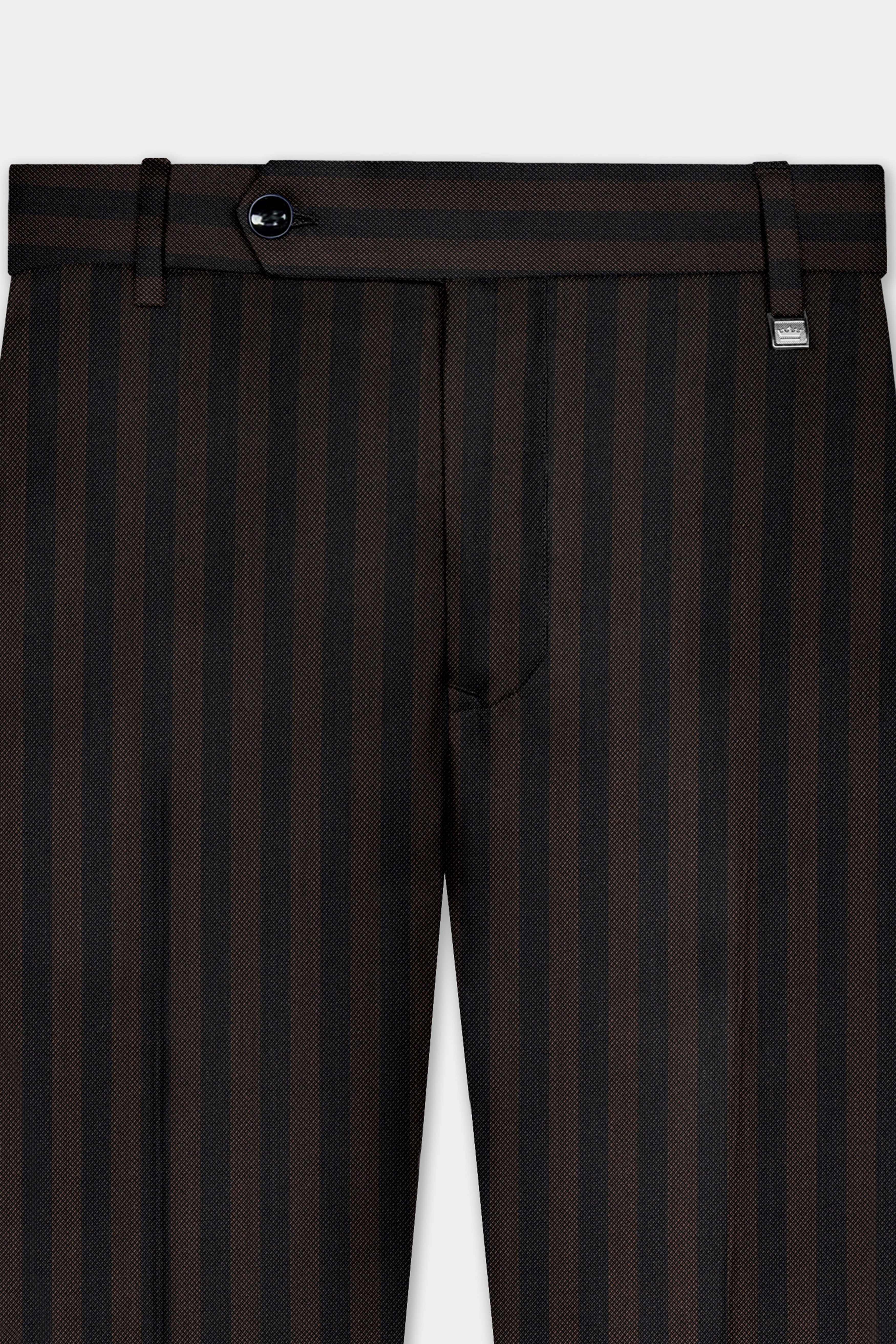 Eternity Brown With Vulcan Black Striped Wool Blend Pant