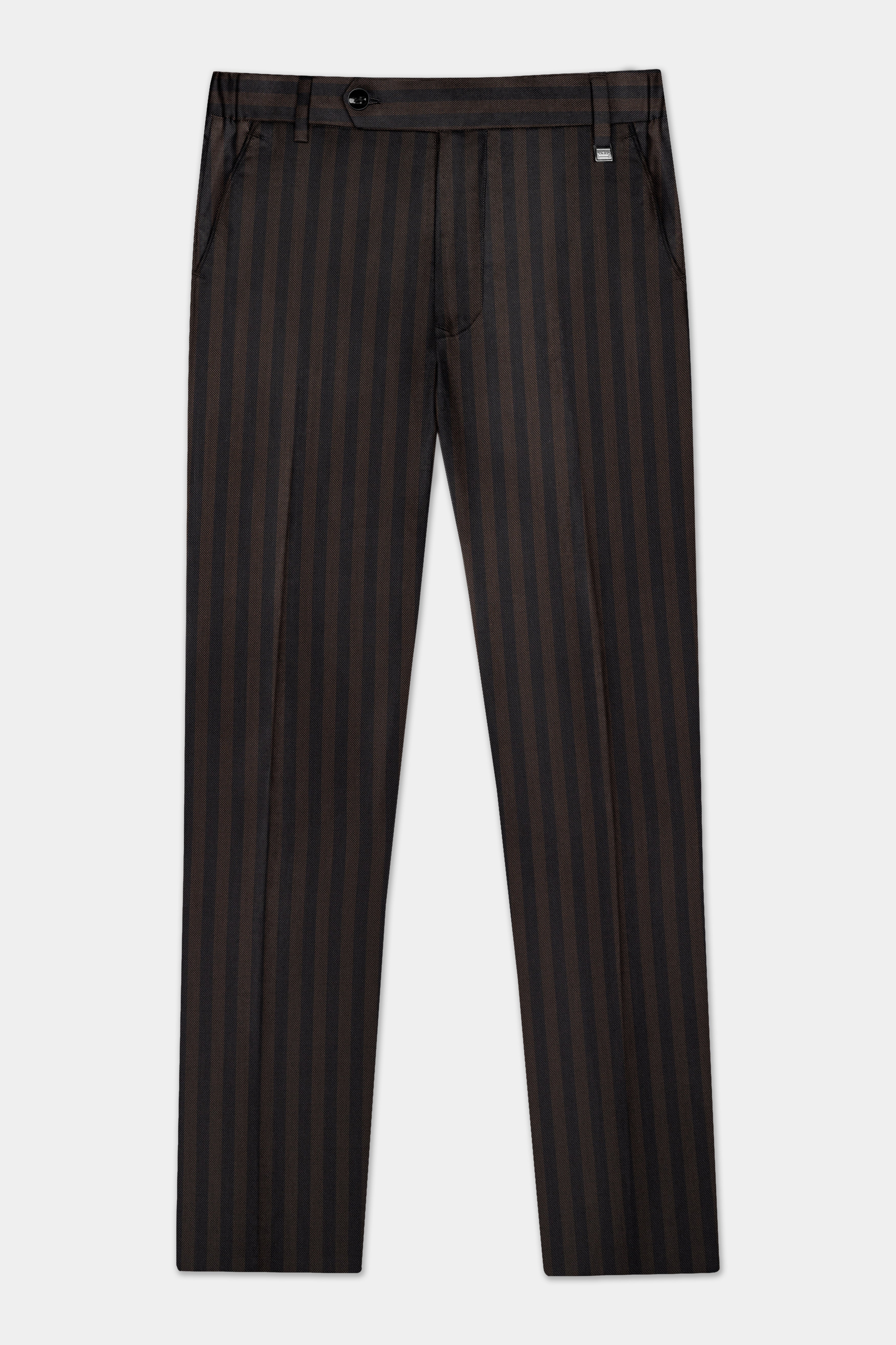 Eternity Brown With Vulcan Black Striped Wool Blend Pant