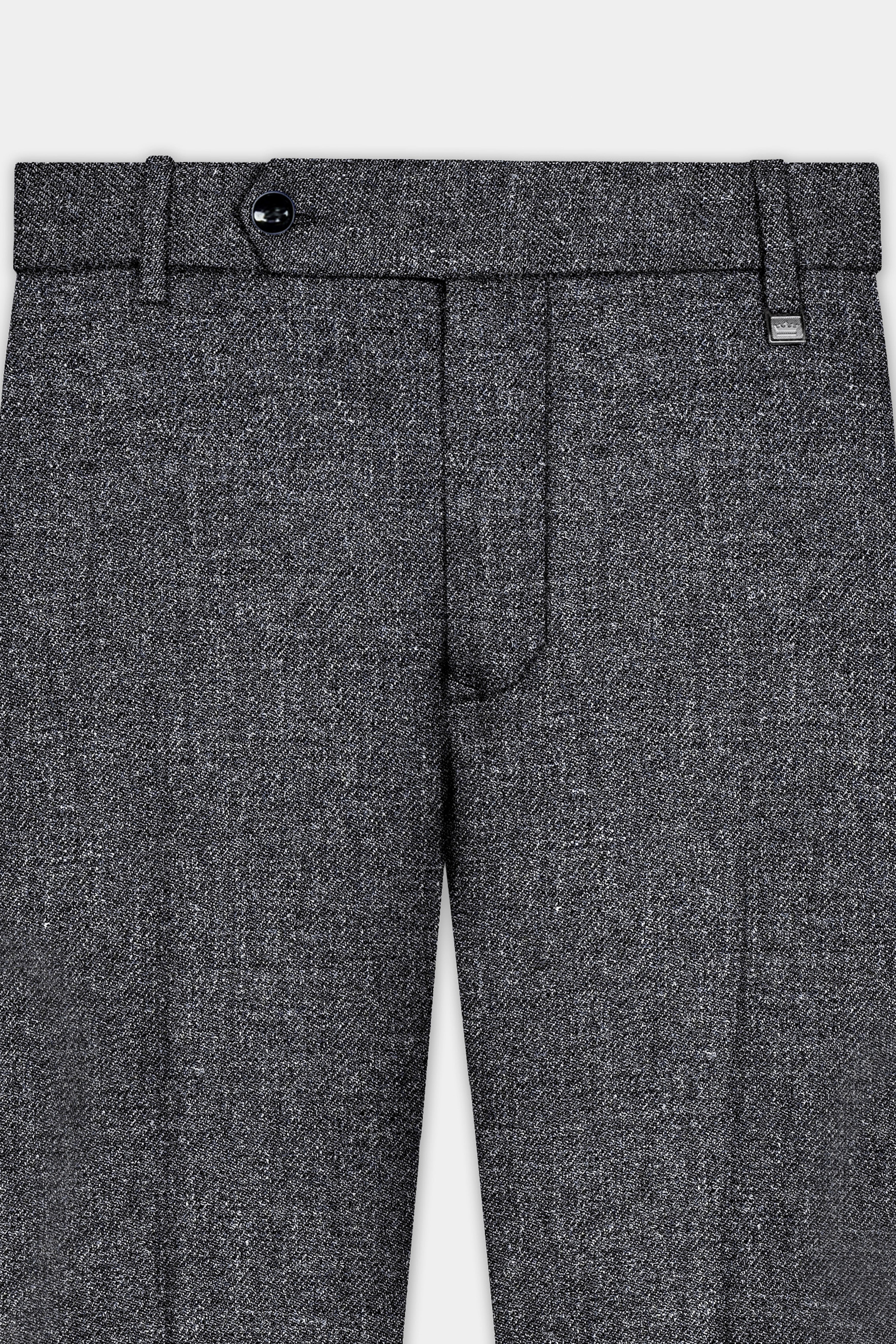 Vampire Gray Textured Wool Blend Flannel Slight Stretch Waistband Pant