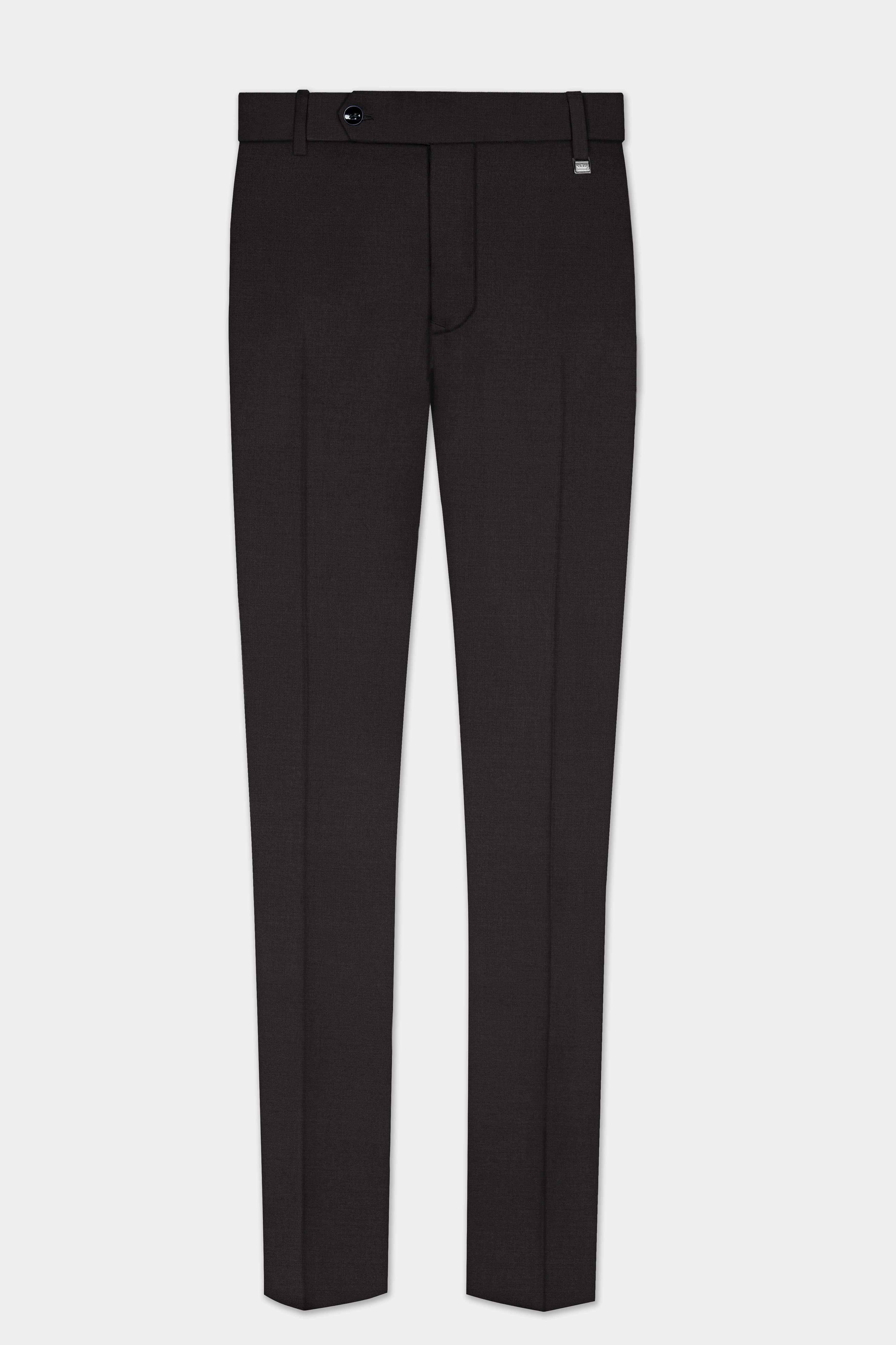 Zeus Brown Solid Wool Rich Stretchable Waistband Pant
