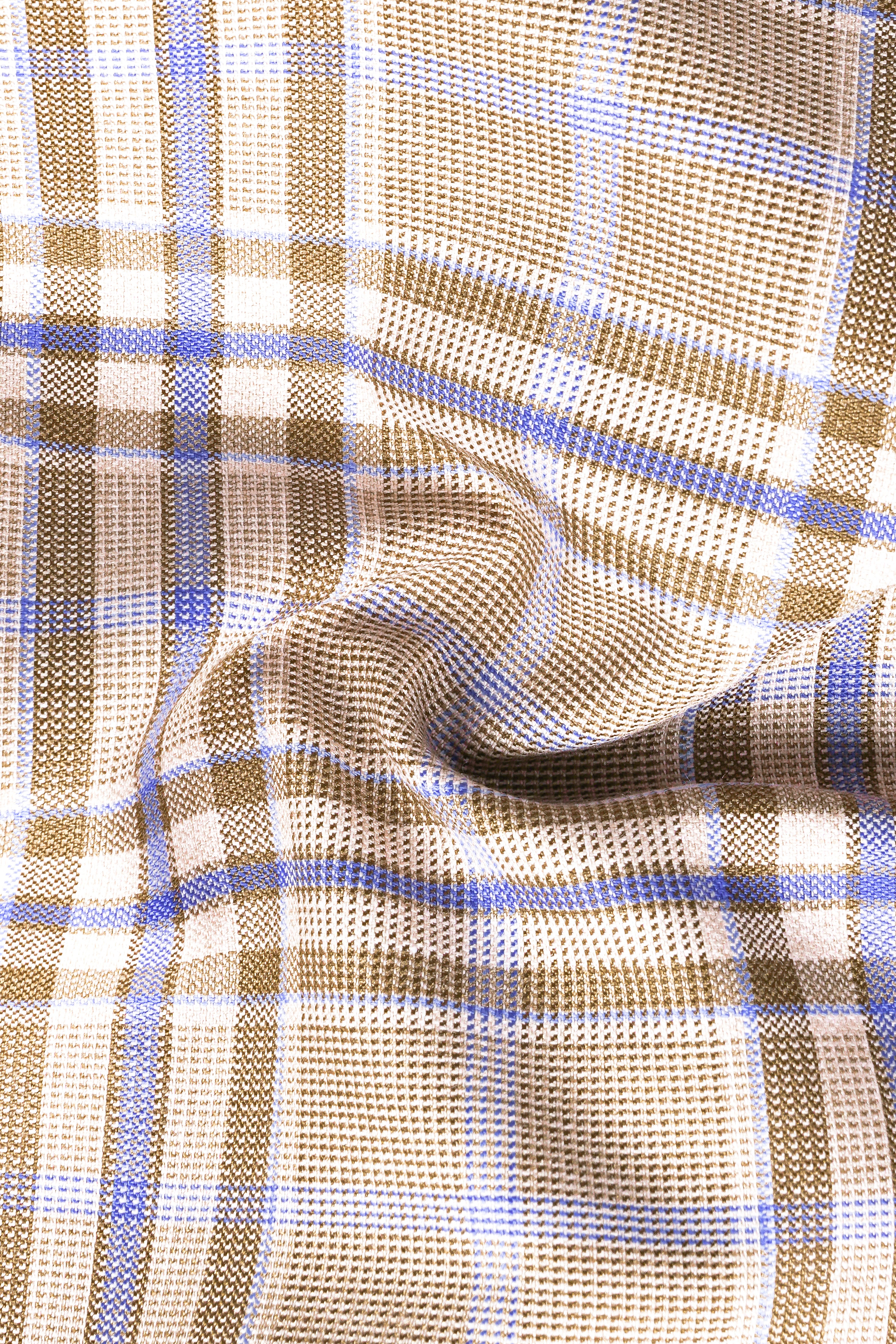 Orchid Cream And Wild Blue Plaid Wool Rich Stretchable Waistband Pant