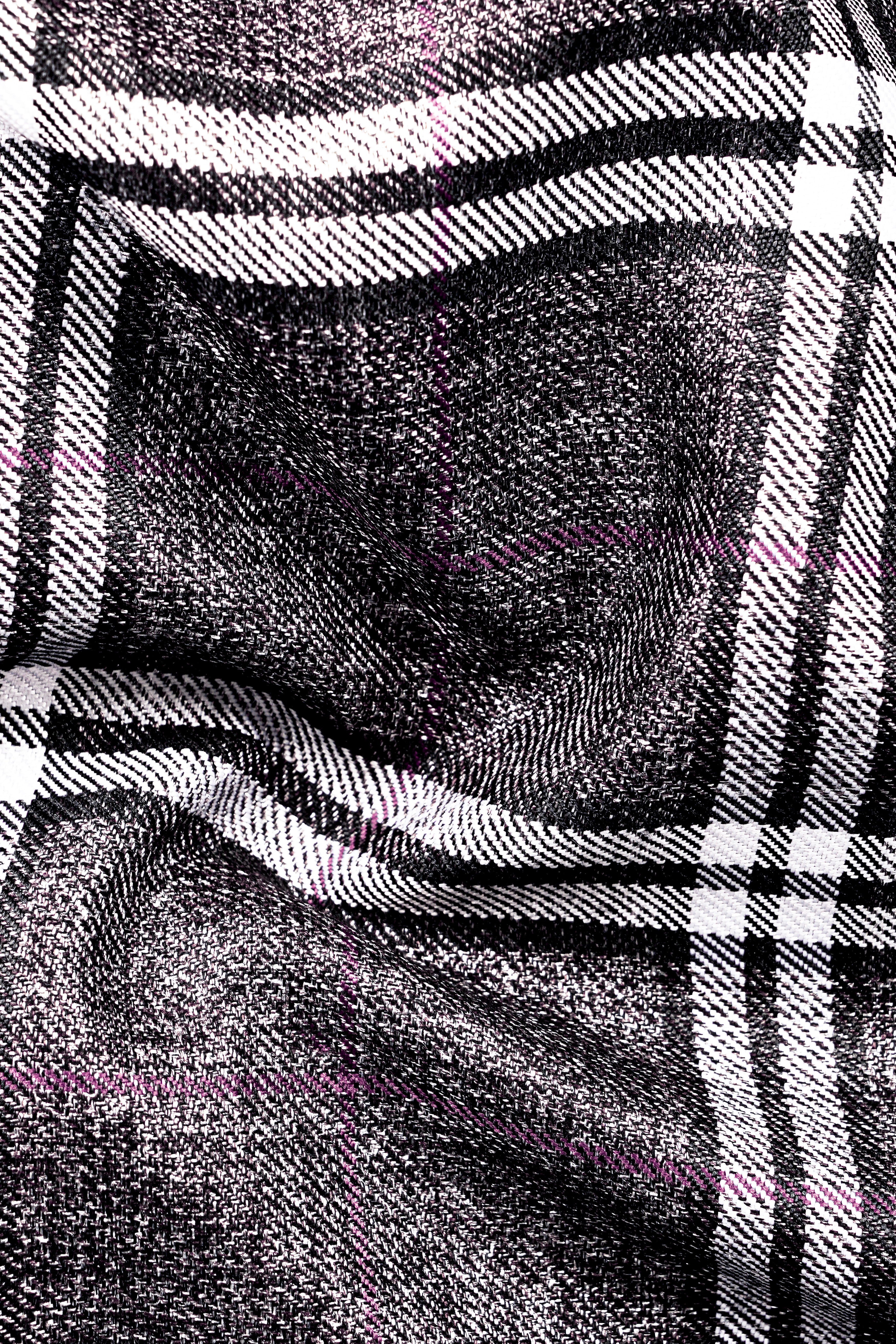 Granite Gray Plaid Wool Rich Stretchable Waistband Pant