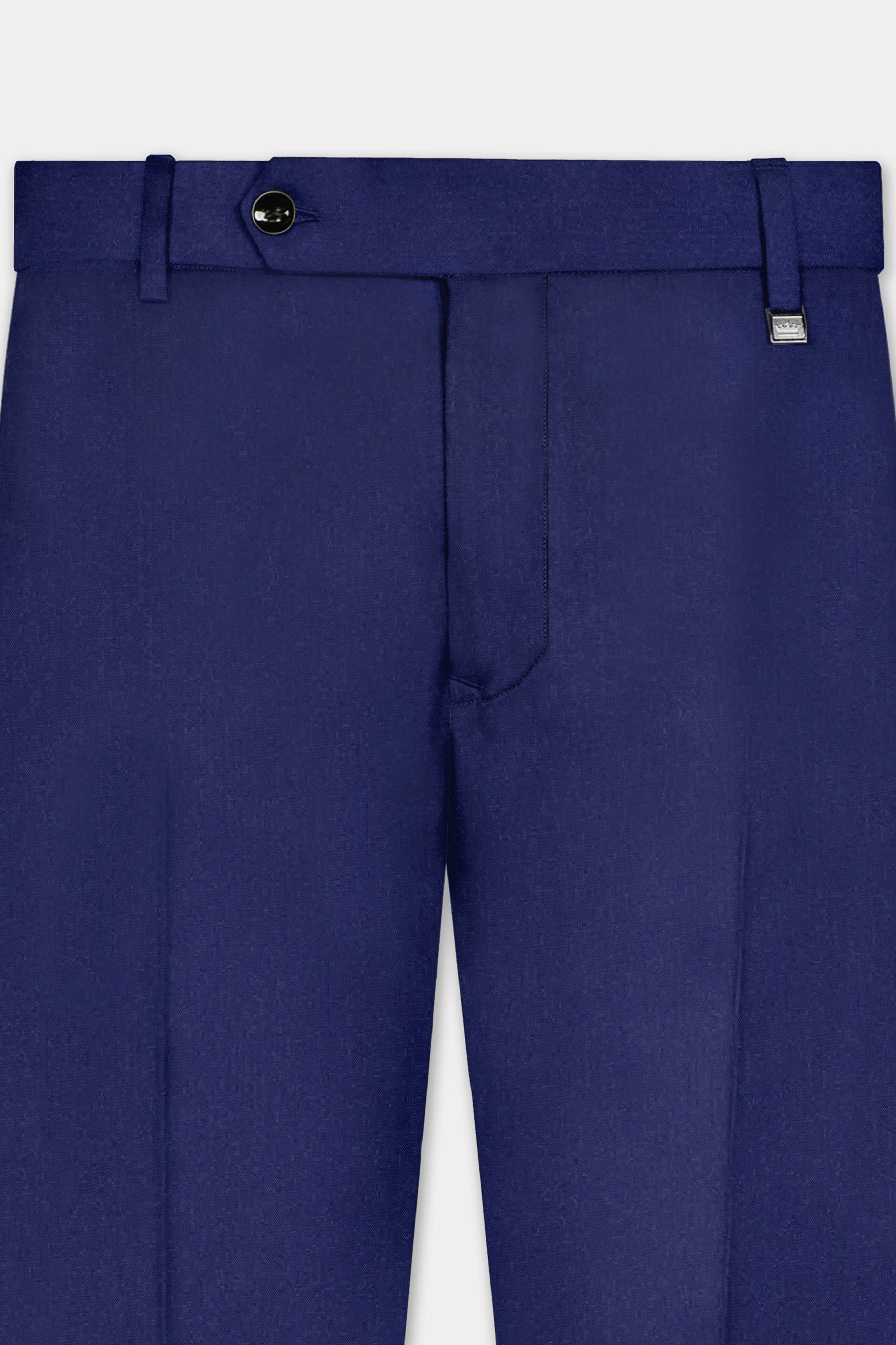Celestia- Blue Solid Wool Rich Slight Stretch Waistband Pant