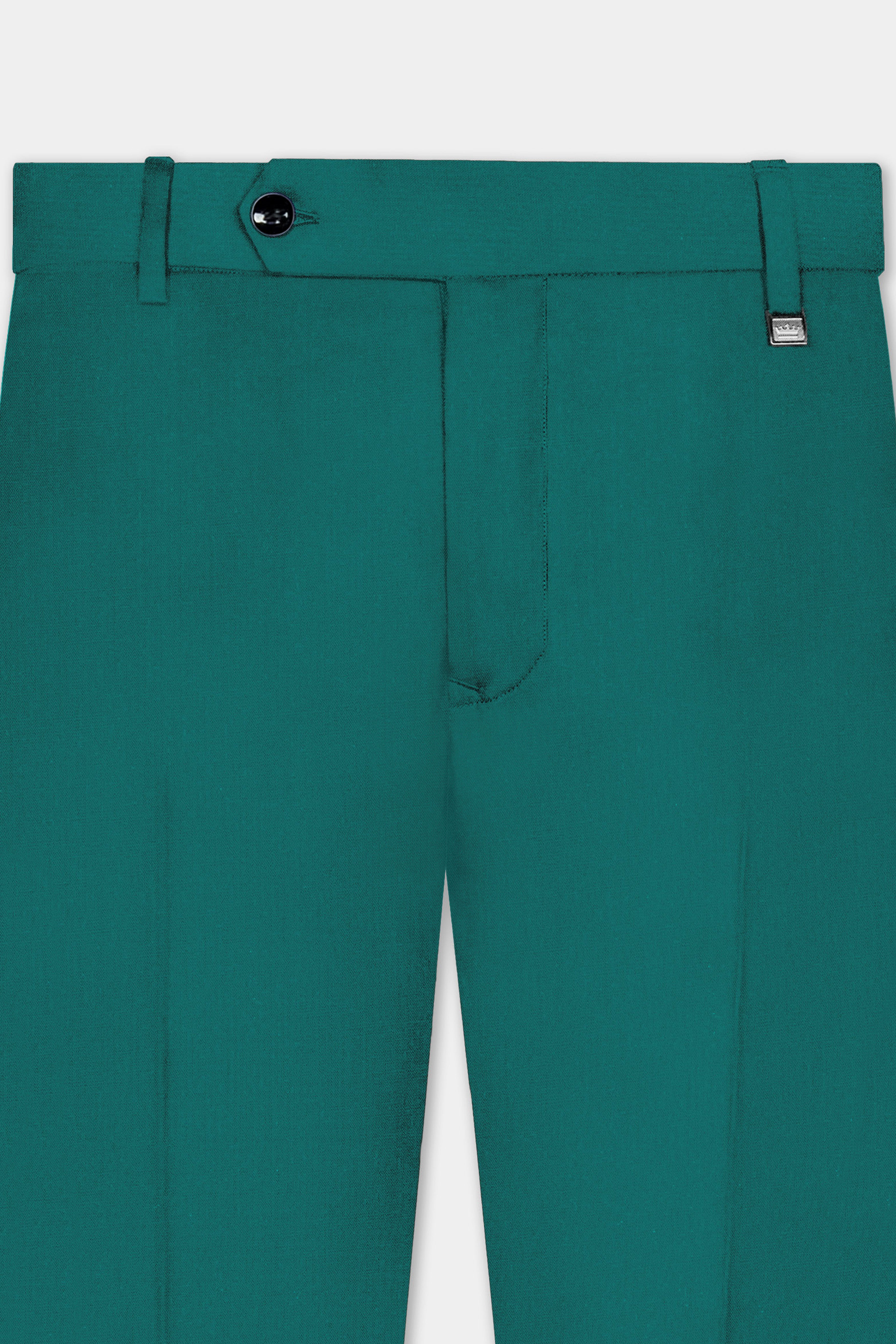 Verdant Classic-Surfie Green Solid Wool Rich Slight Stretch Waistband Pant