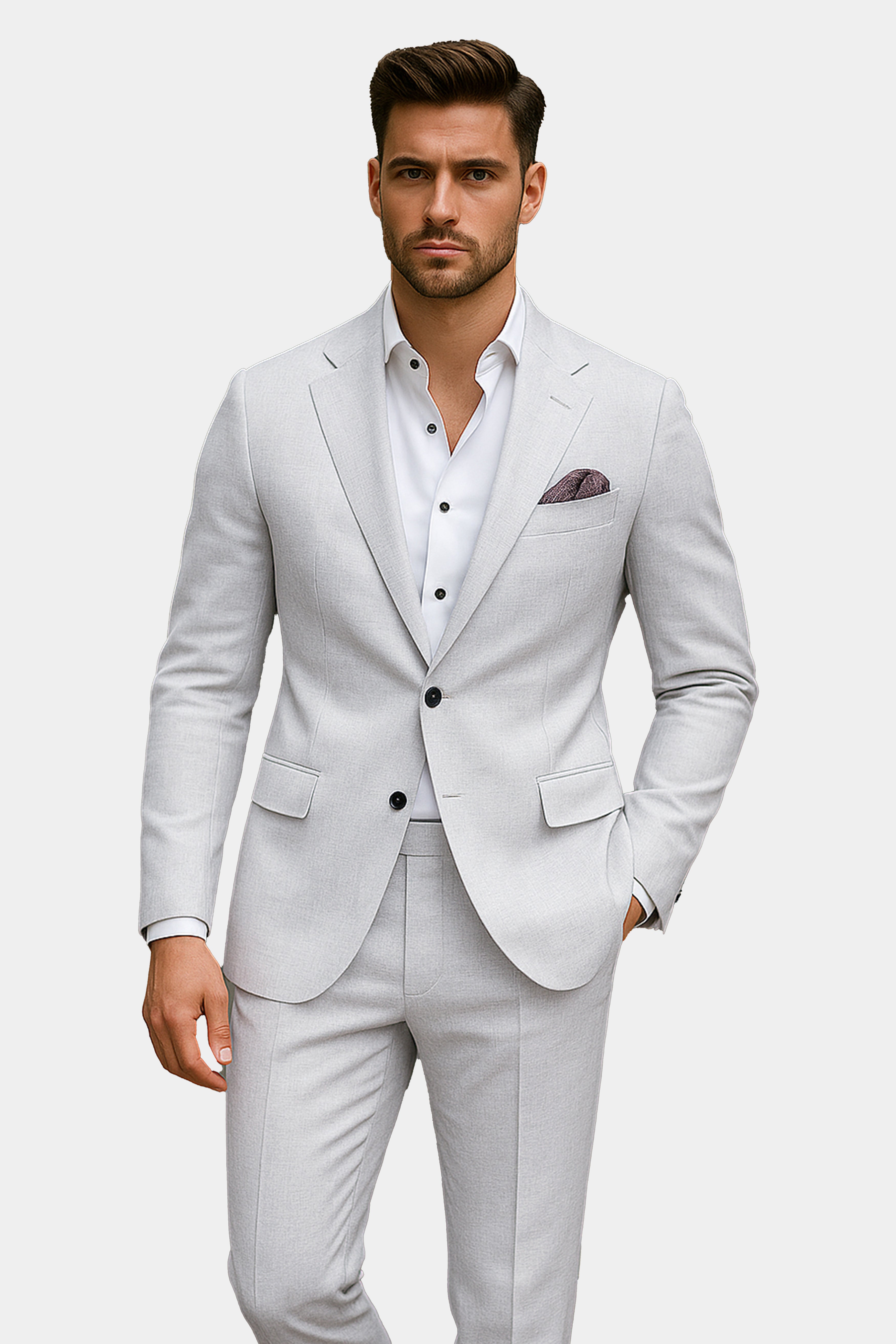 Granite-Alto Gray Solid Wool Rich Stretchable traveler Pant