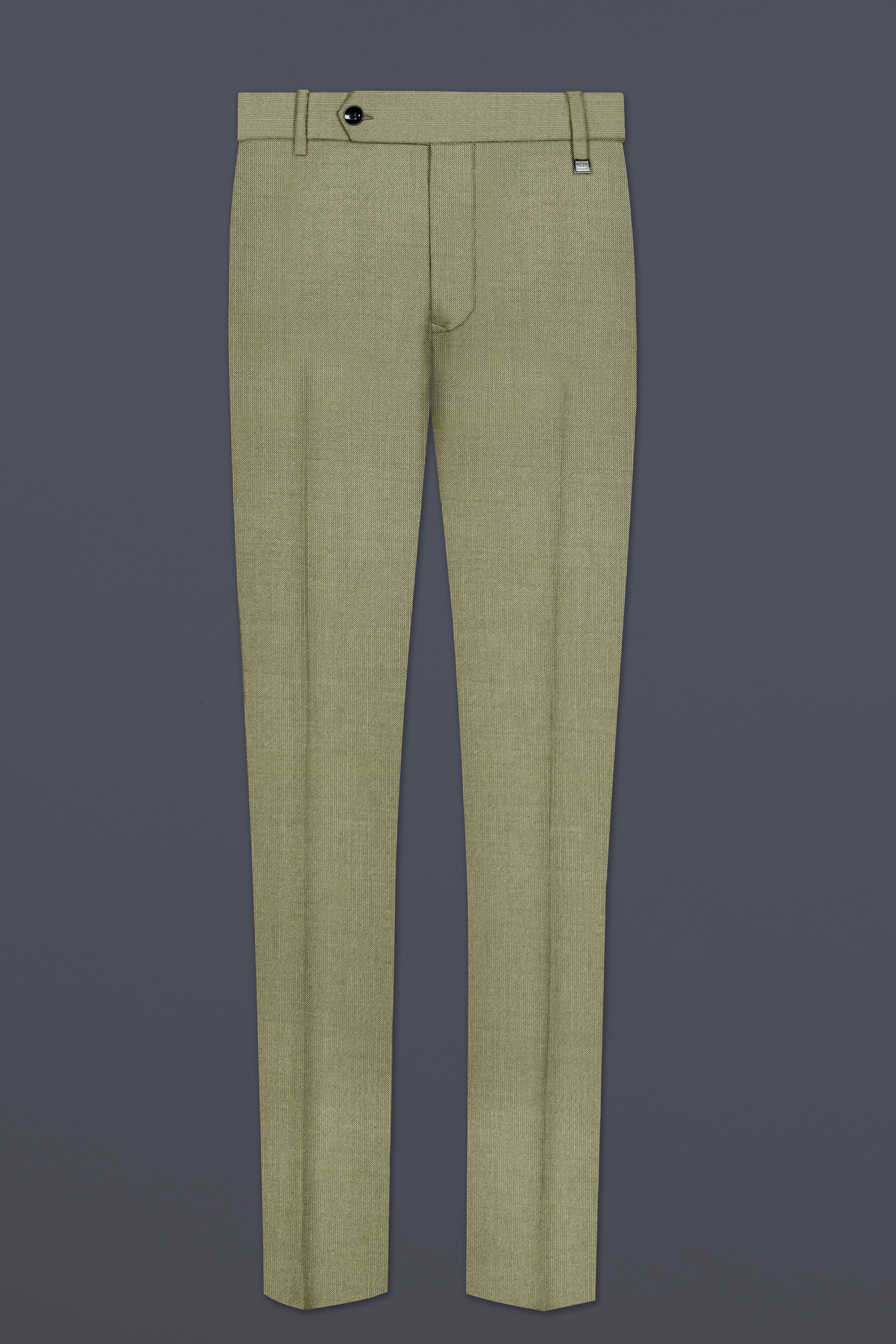 Citron-Lemon Grass Green Solid Wool Rich Slight Stretch Waistband Pant
