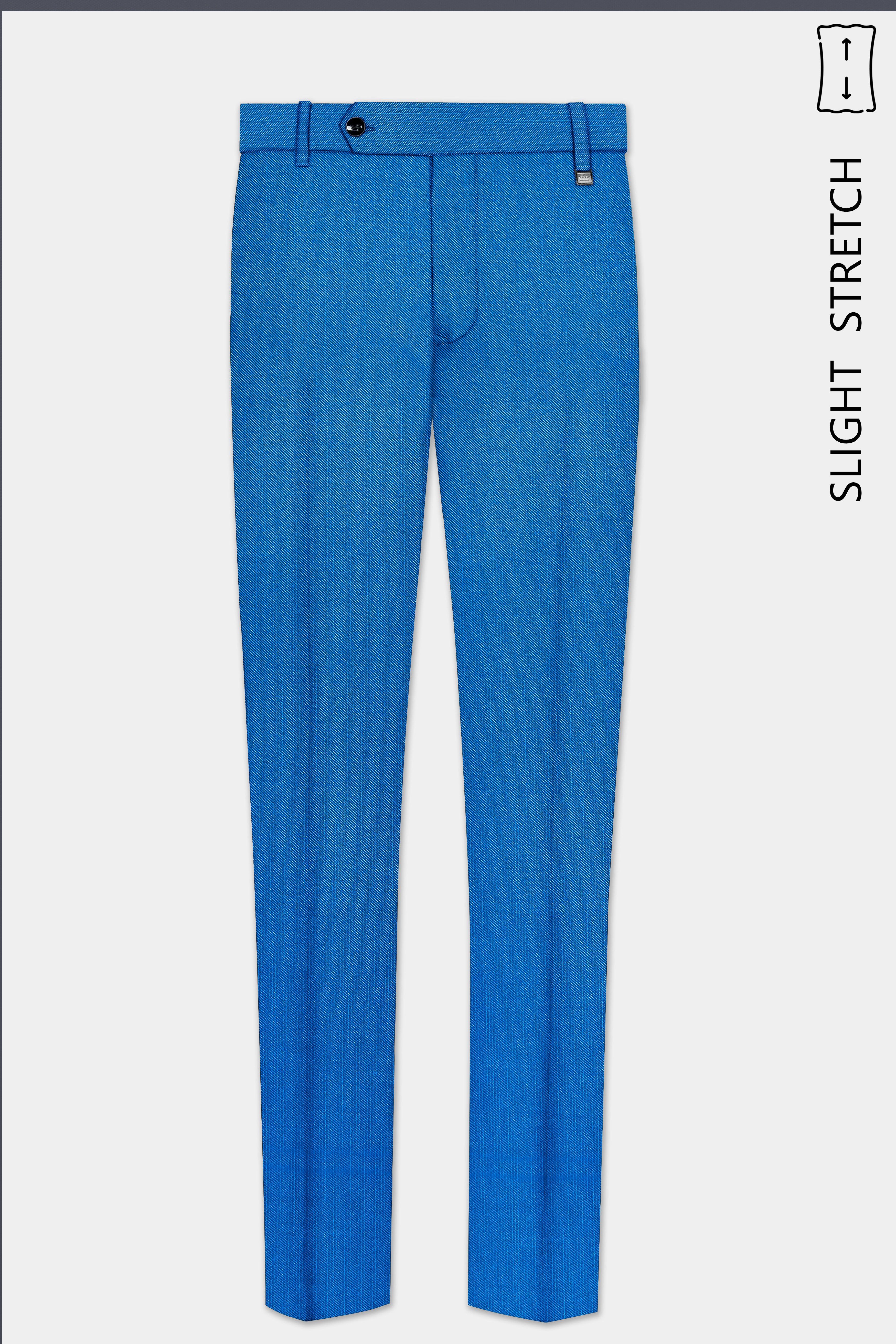 Azure-Venice Blue Solid Wool Rich Slight Stretch Waistband Pant