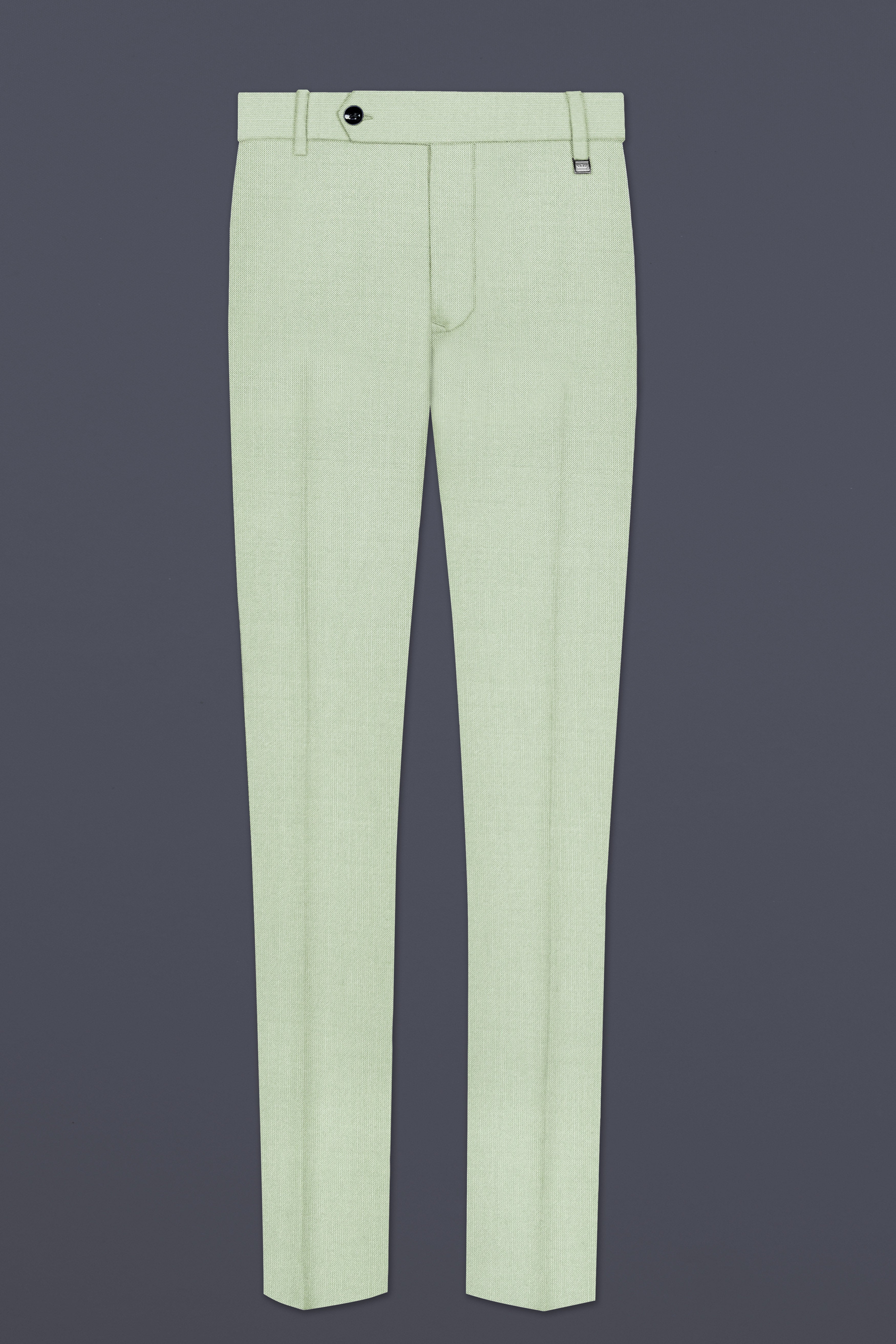 Lichen-Norway Green Solid Wool Rich Slight Stretch Waistband Pant