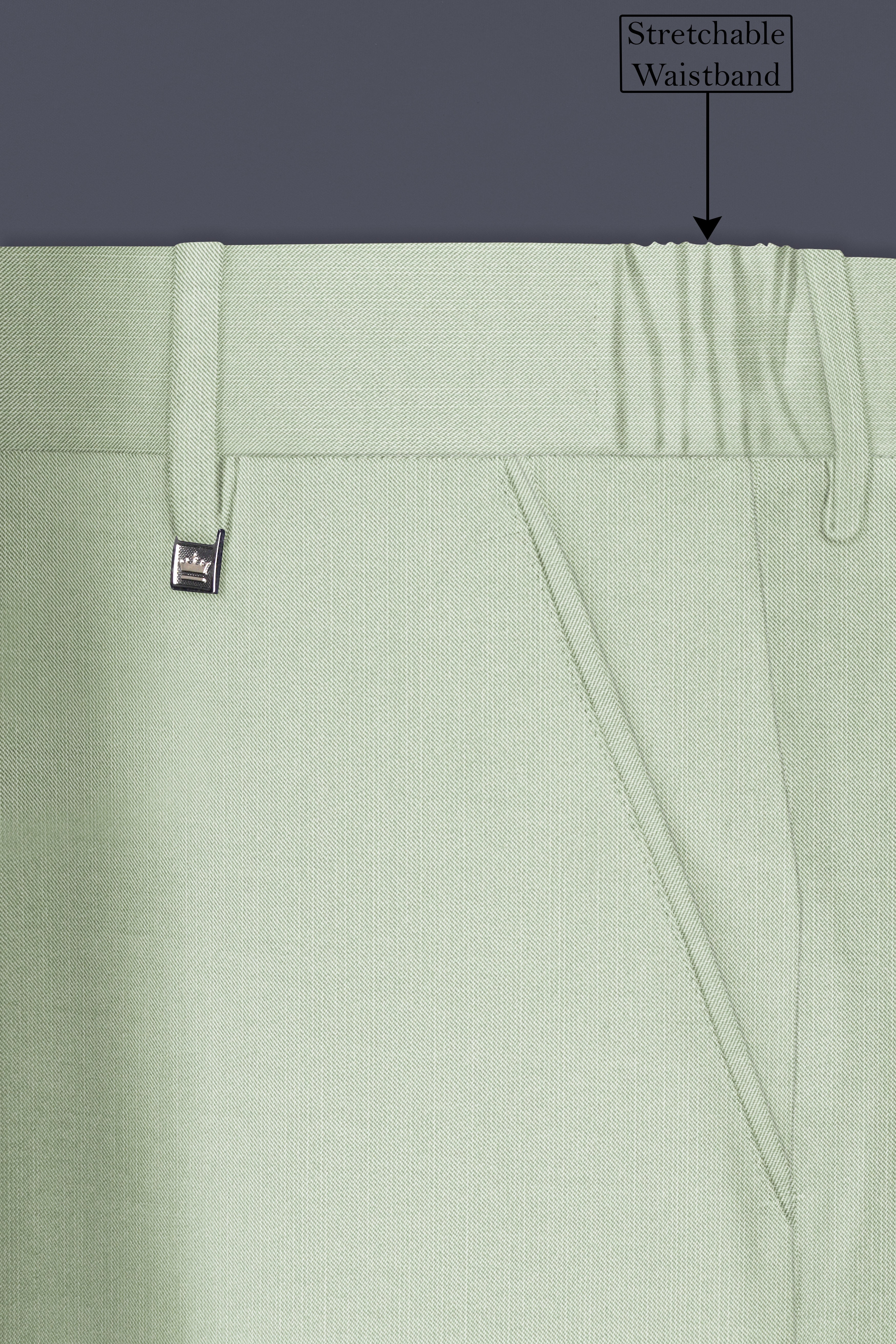 Lichen-Norway Green Solid Wool Rich Stretchable traveler Pant