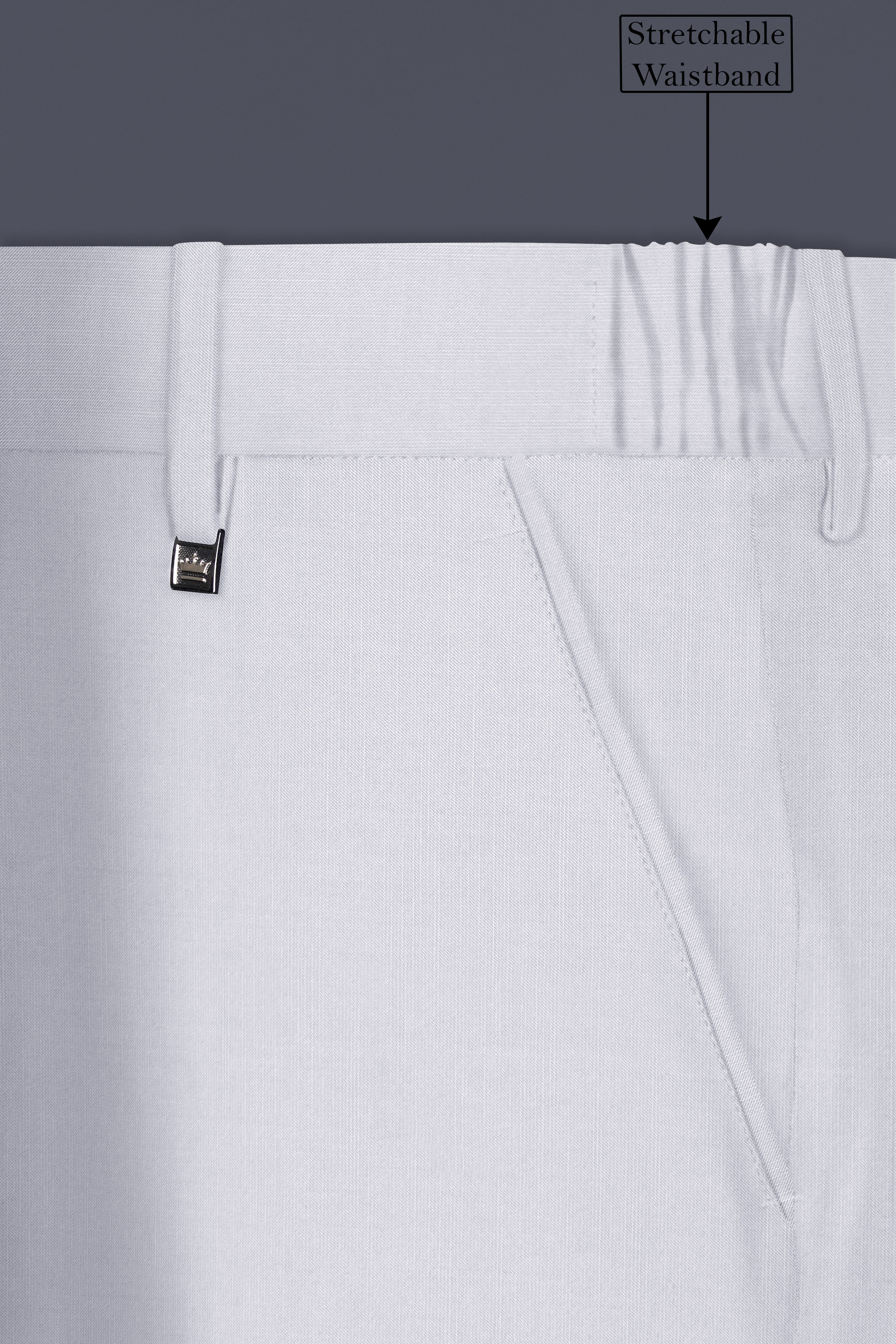 Cinder-Mischka Gray Solid Wool Rich Stretchable traveler Pant