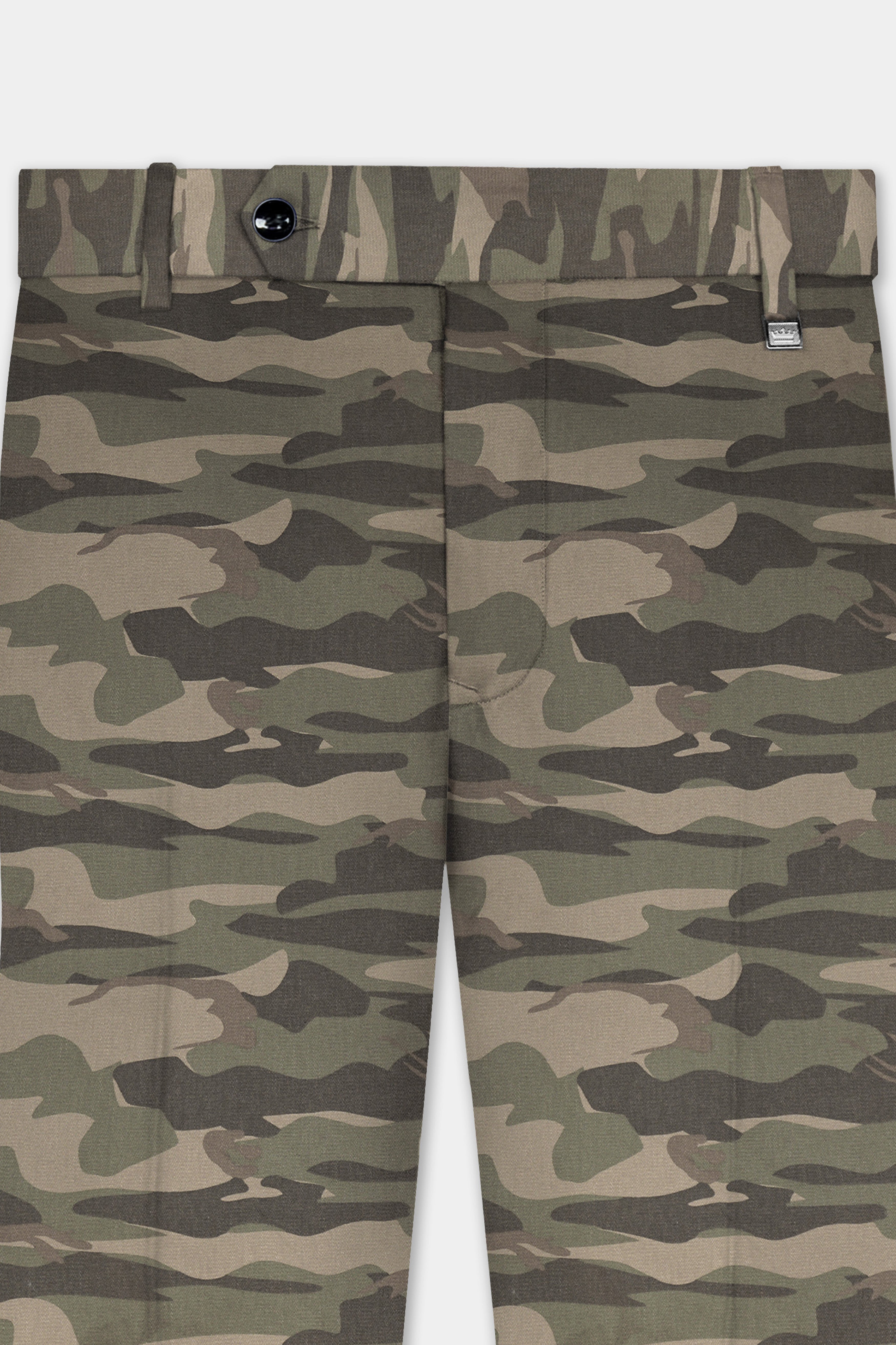 Crocodile Brown And Wenge Camouflage Printed Cotton Stretchable Waistband Pant