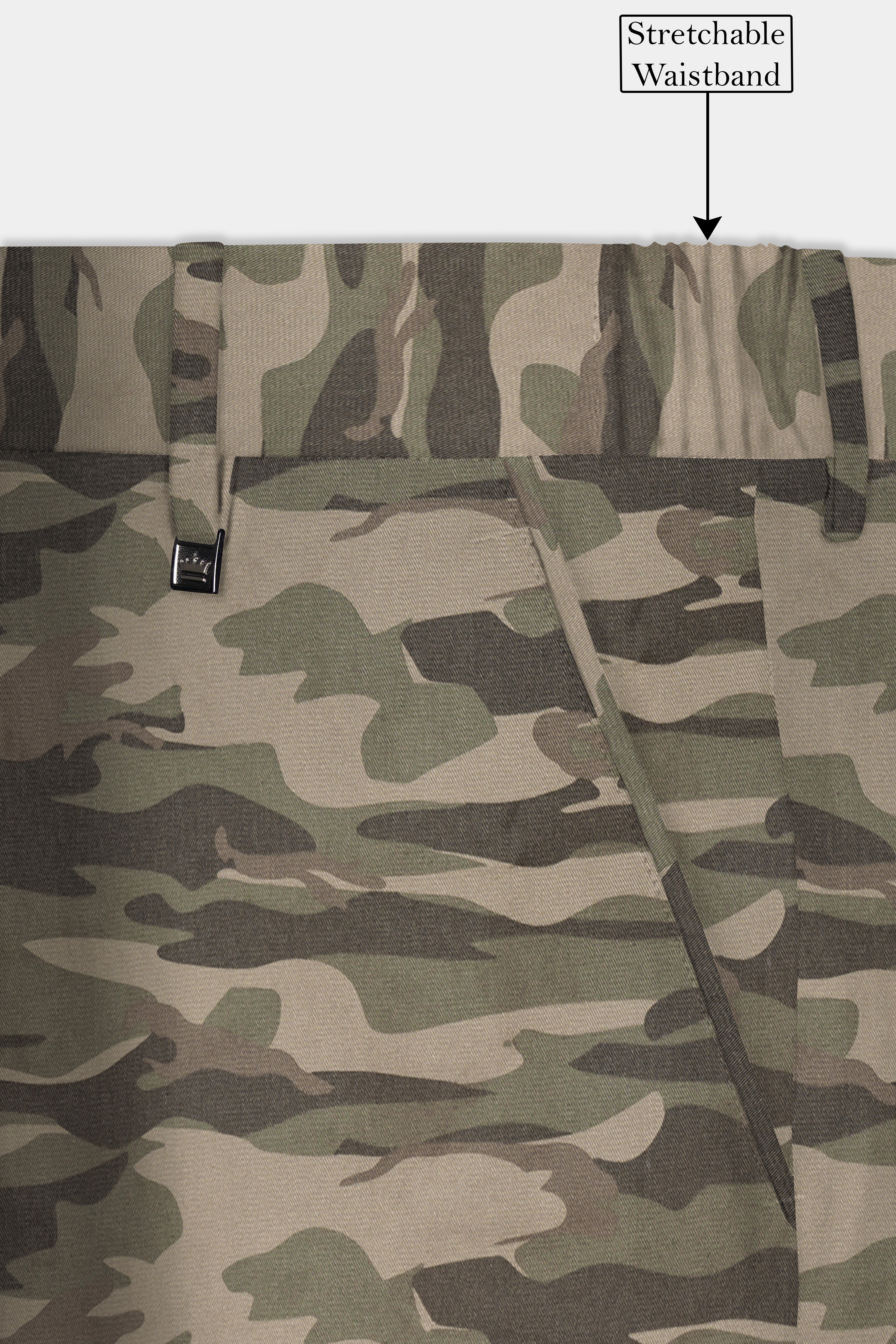Crocodile Brown And Wenge Camouflage Printed Cotton Stretchable Waistband Pant