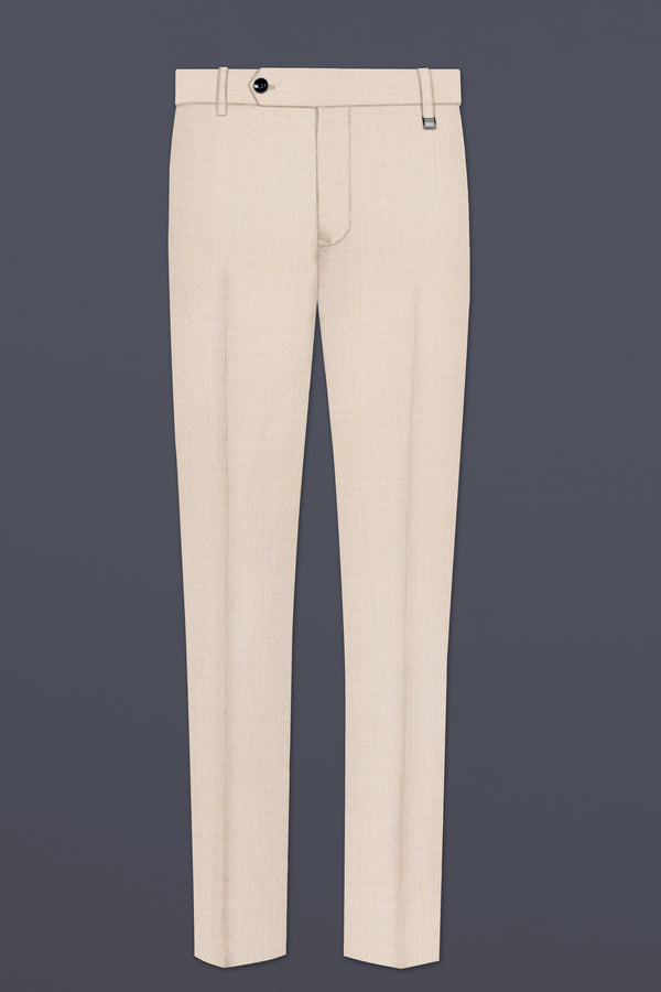 Velivon-Bizarre Cream Solid Wool Rich Slight Stretch Waistband Pant