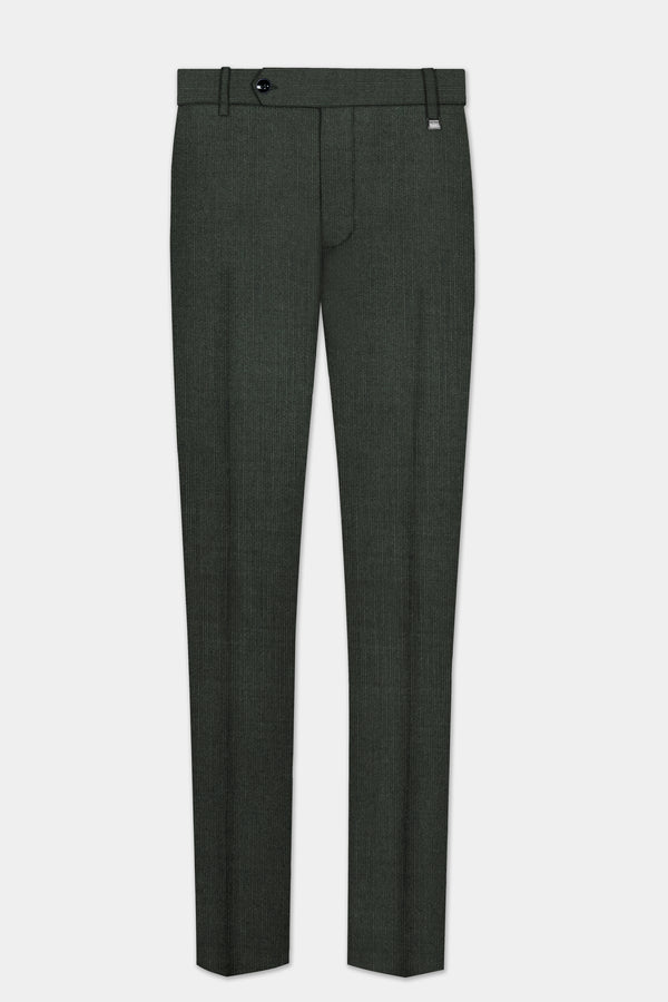 Shafton-Mine Shaft Green Solid Wool Rich Slight Stretch Waistband Pant
