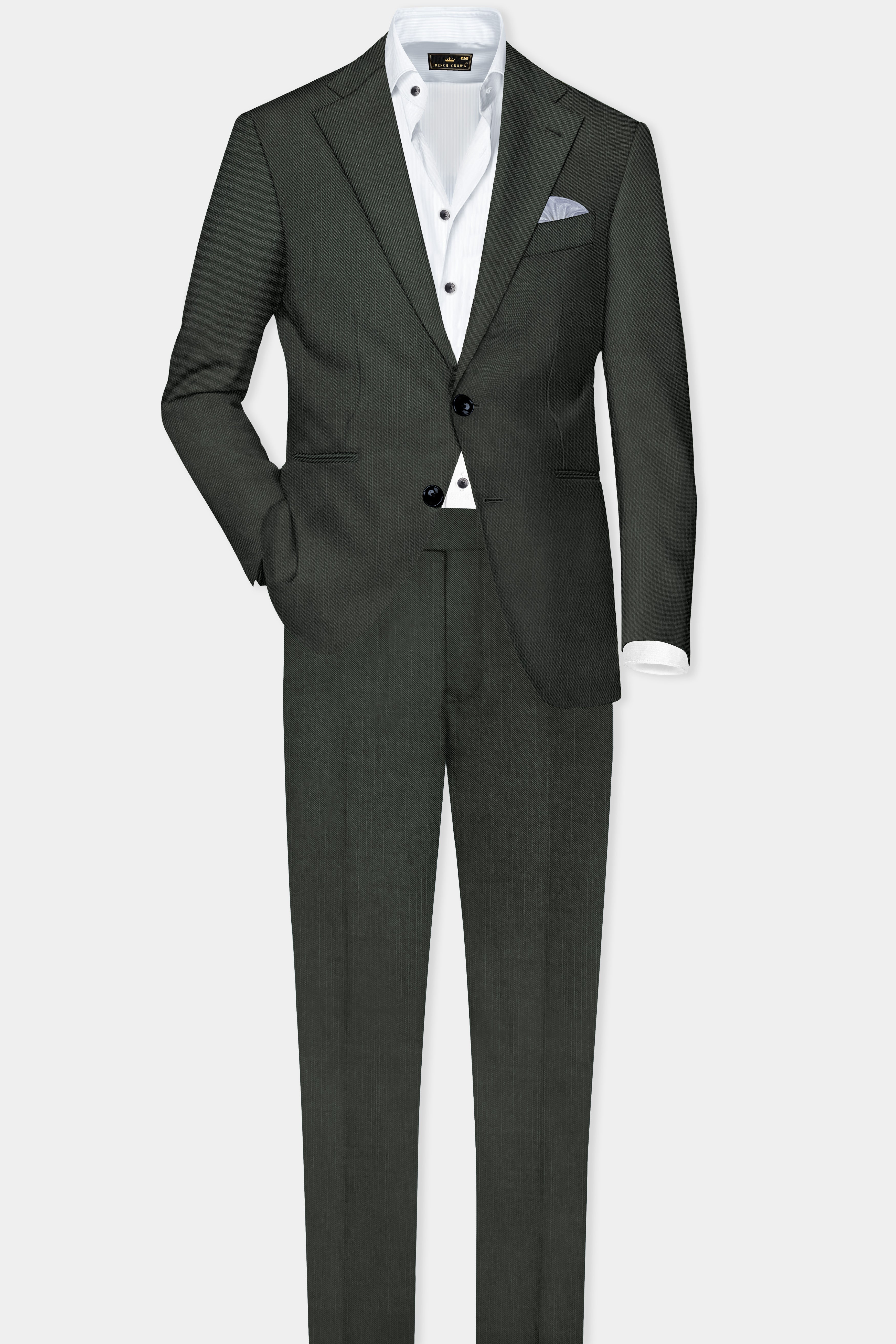 Shafton-Mine Shaft Green Solid Wool Rich Stretchable traveler Pant
