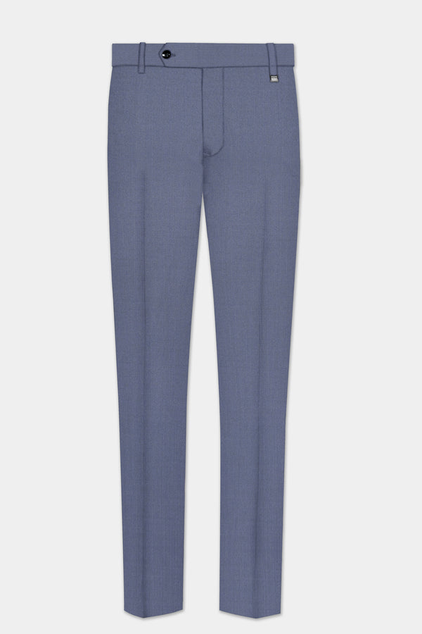 Zenith-Comet Gray Solid Wool Rich Slight Stretch Waistband Pant