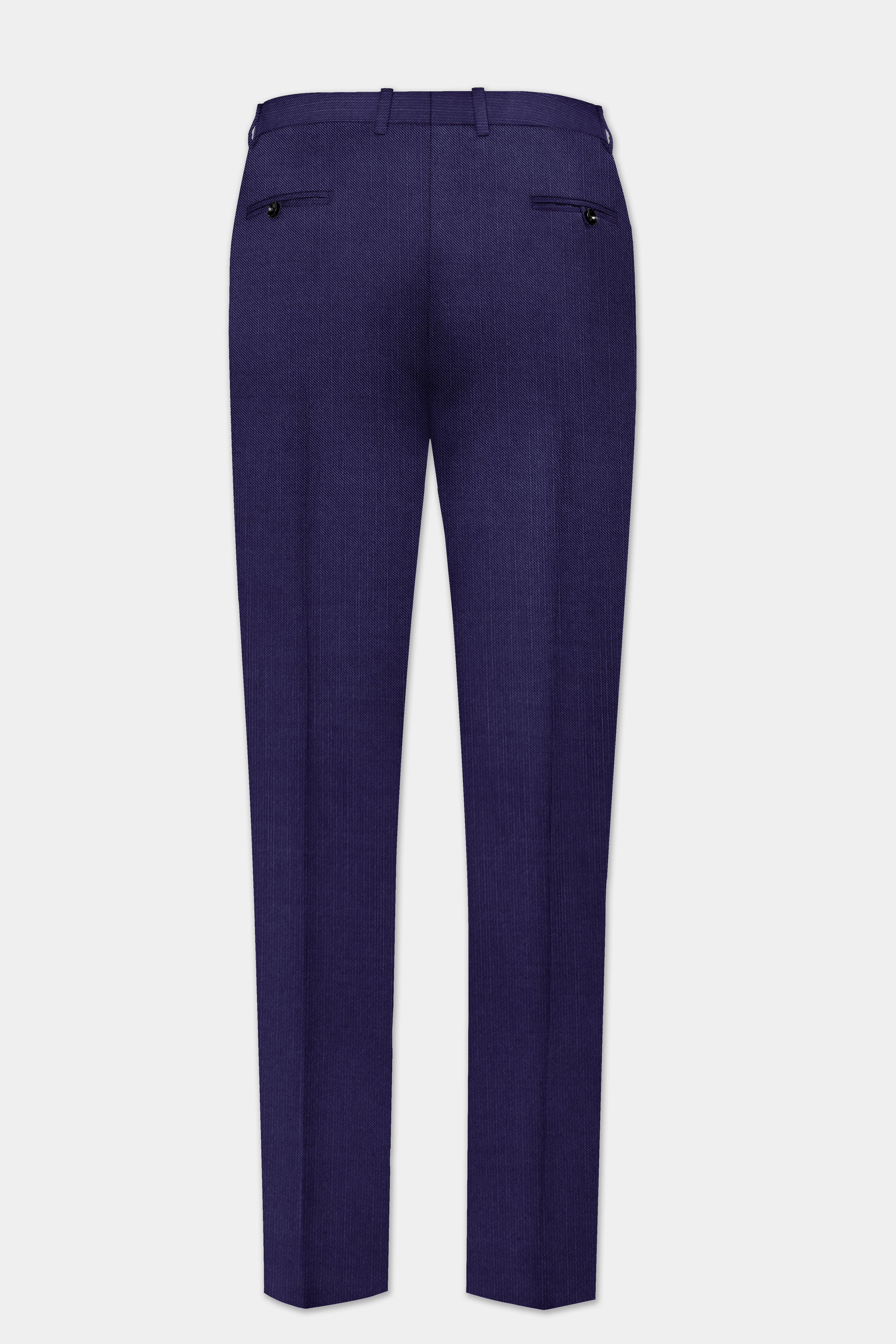 Triton-Martinique Blue Solid Wool Rich Stretchable traveler Pant