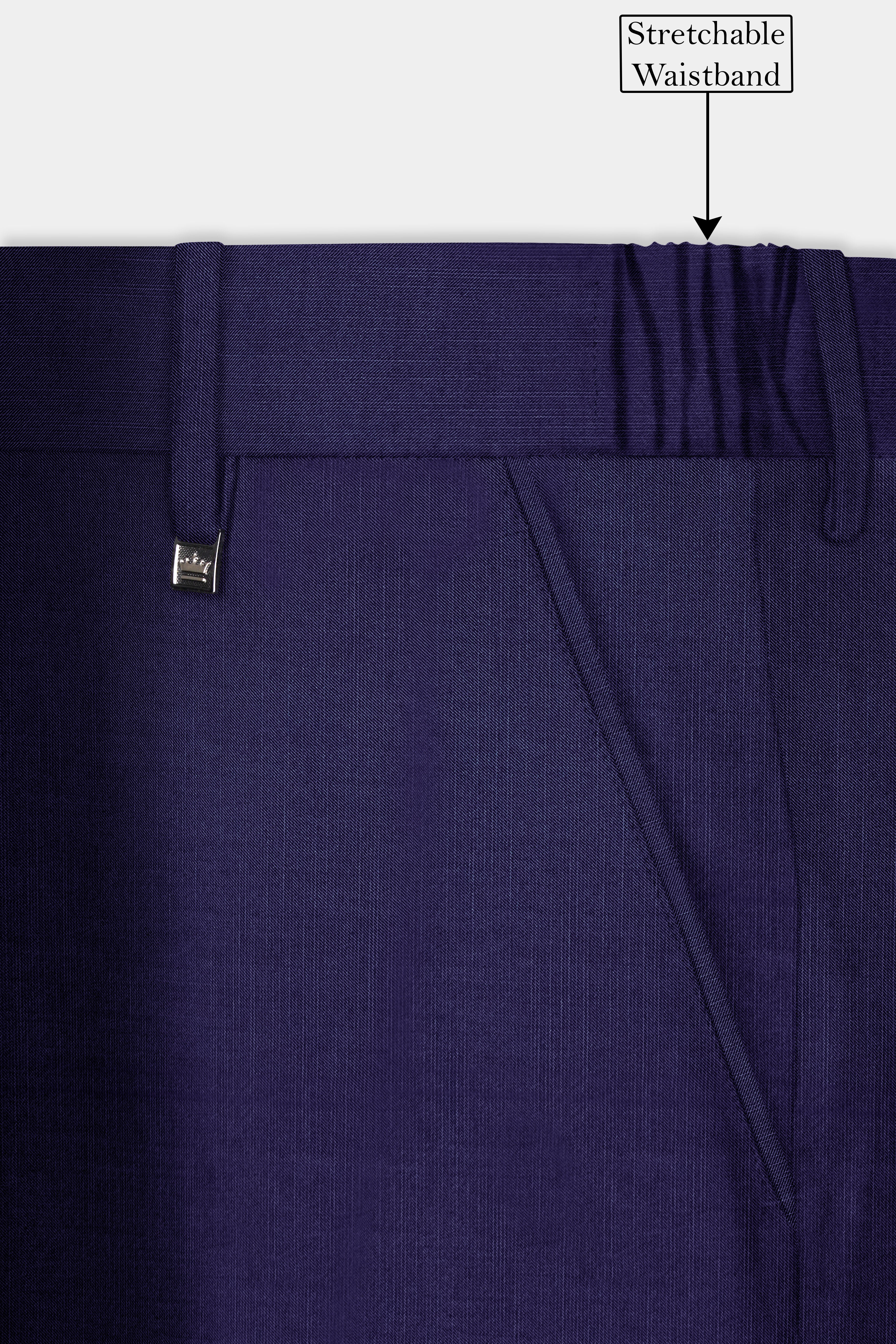 Triton-Martinique Blue Solid Wool Rich Stretchable traveler Pant