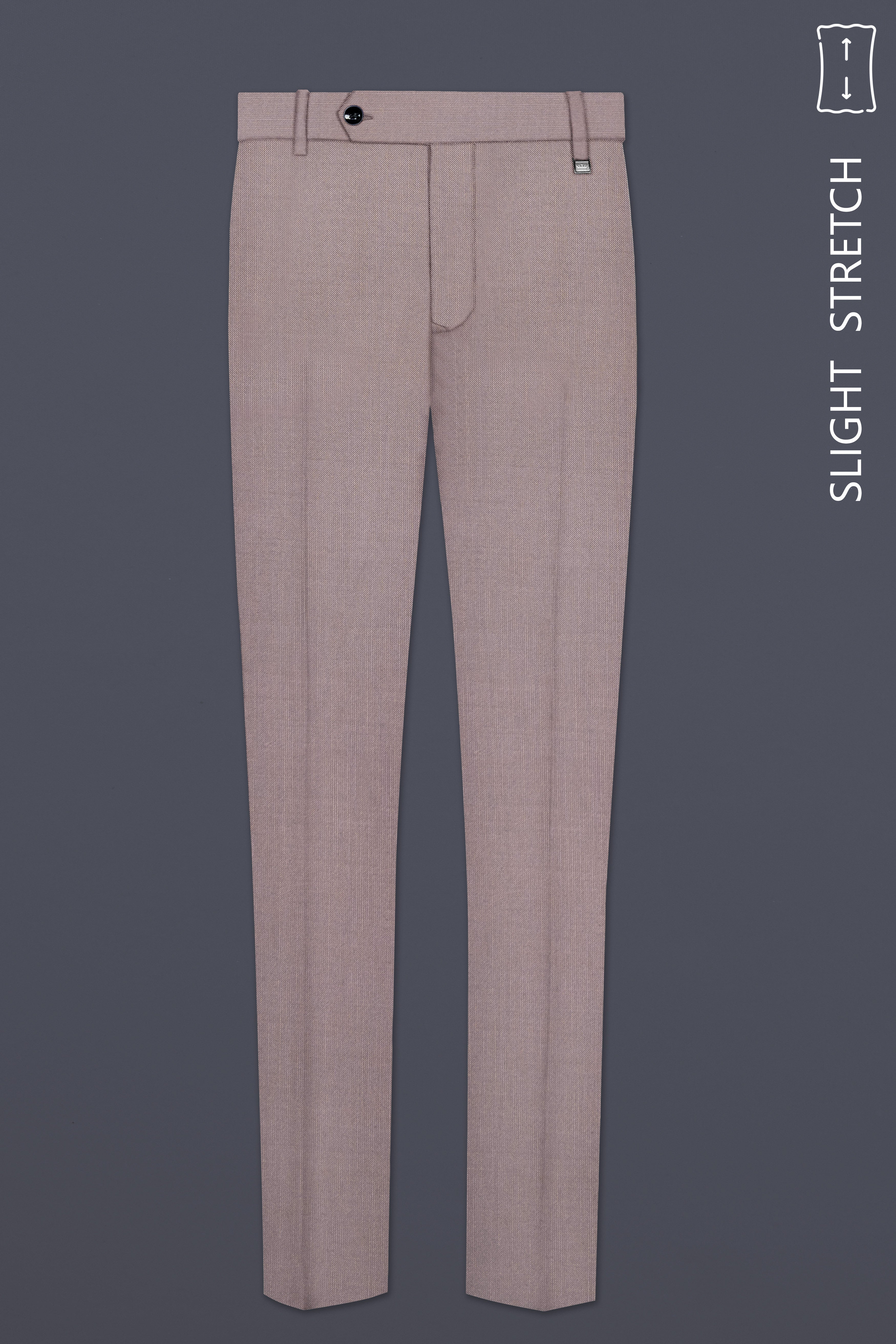 Amour-Rose Quartz Pink Solid Wool Rich Slight Stretch Waistband Pant