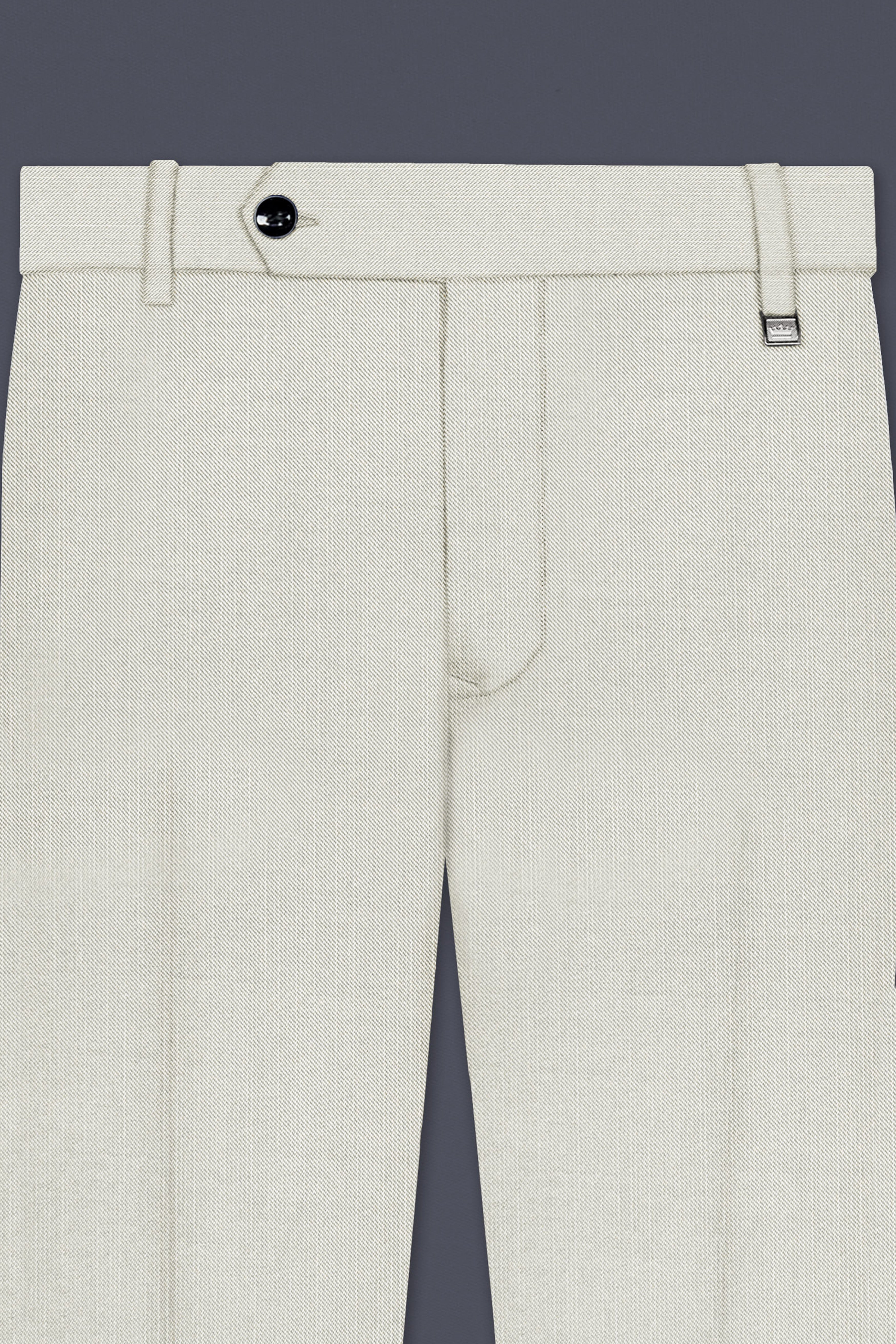 Mist-Swirl Gray Solid Wool Rich Slight Stretch Waistband Pant