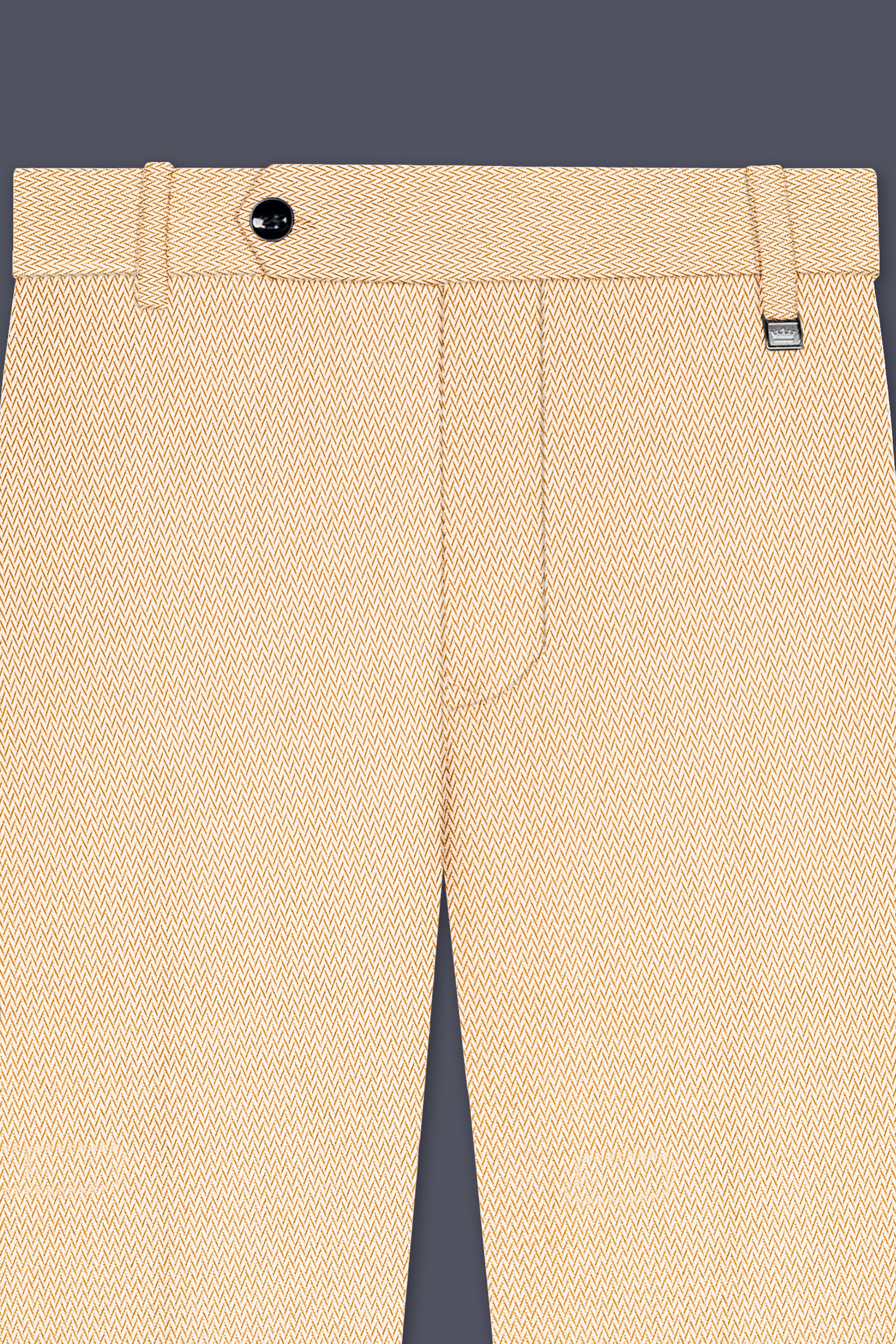 Zeyra-Maize Chevron Cream Textured Stretchable Waistband Pant
