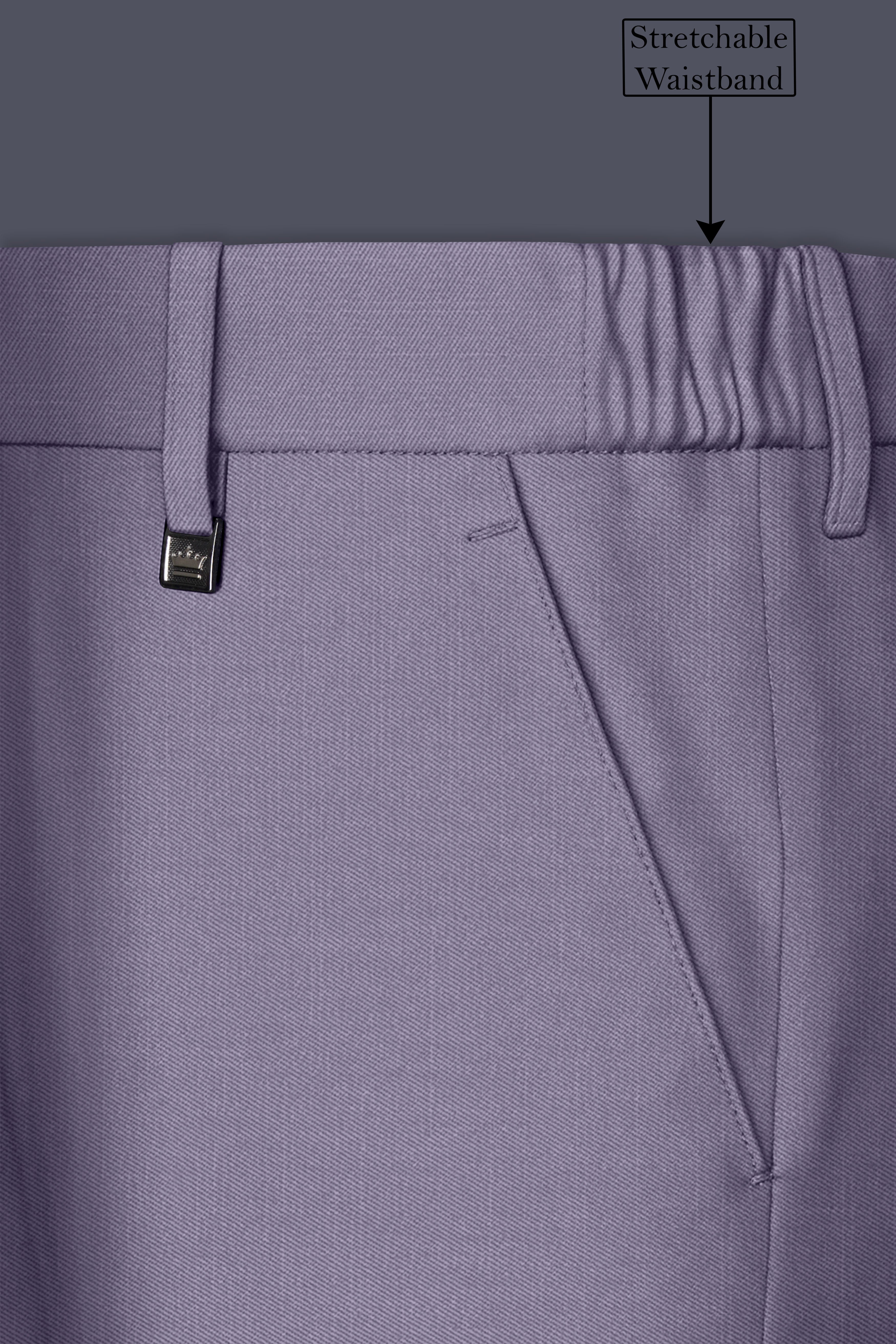 Roylen-Mountbatten Purple Wool Rich Slight Stretch Waistband Pant
