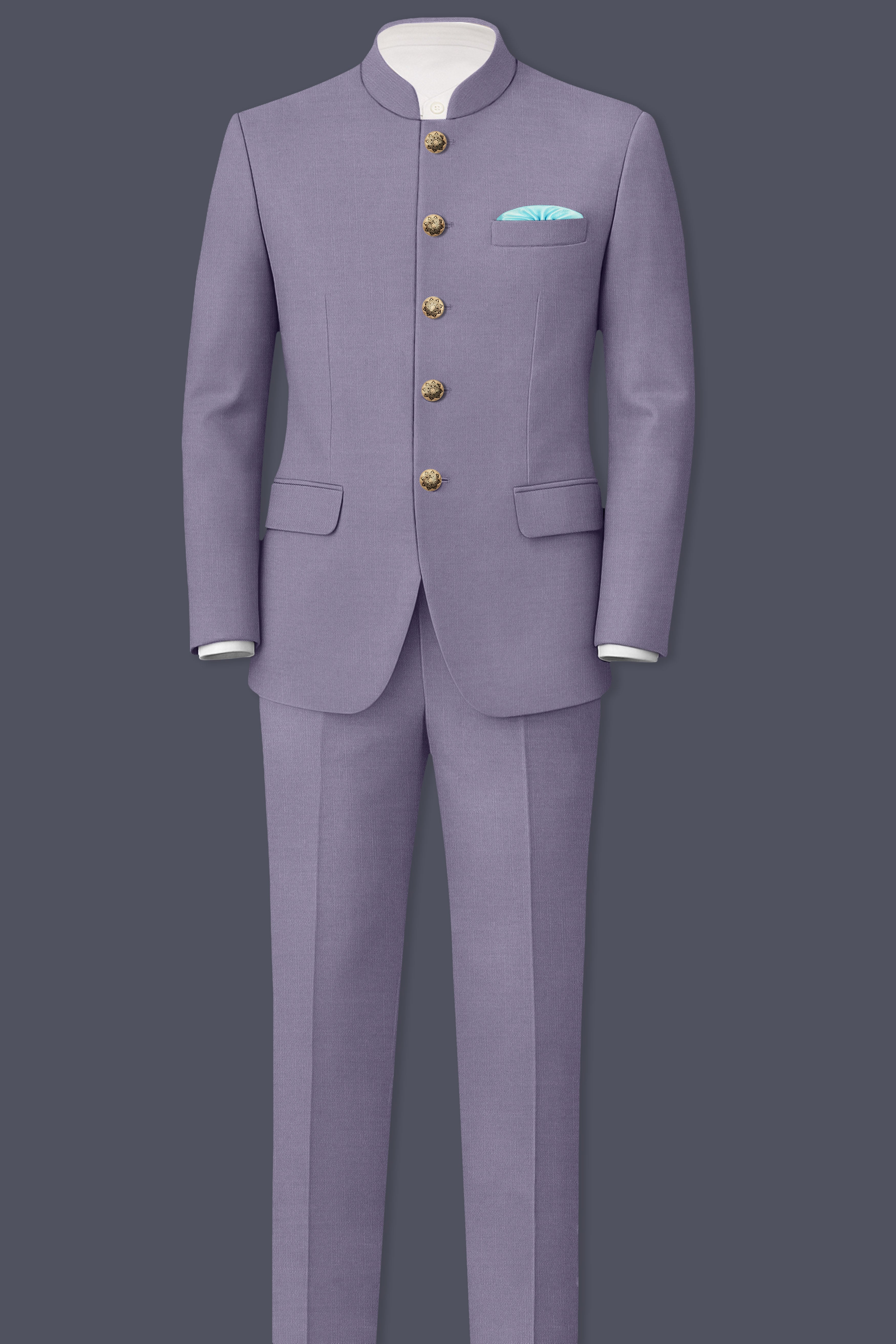 Roylen-Mountbatten Purple Wool Rich Slight Stretch Waistband Pant