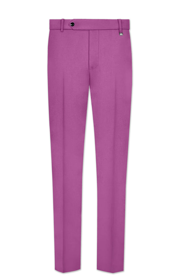 Rosvoy-Trendy Pink Wool Rich Slight Stretch Waistband Pant