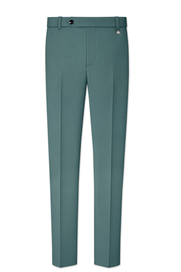 Travliam-William Green Wool Rich Slight Stretch Waistband Pant
