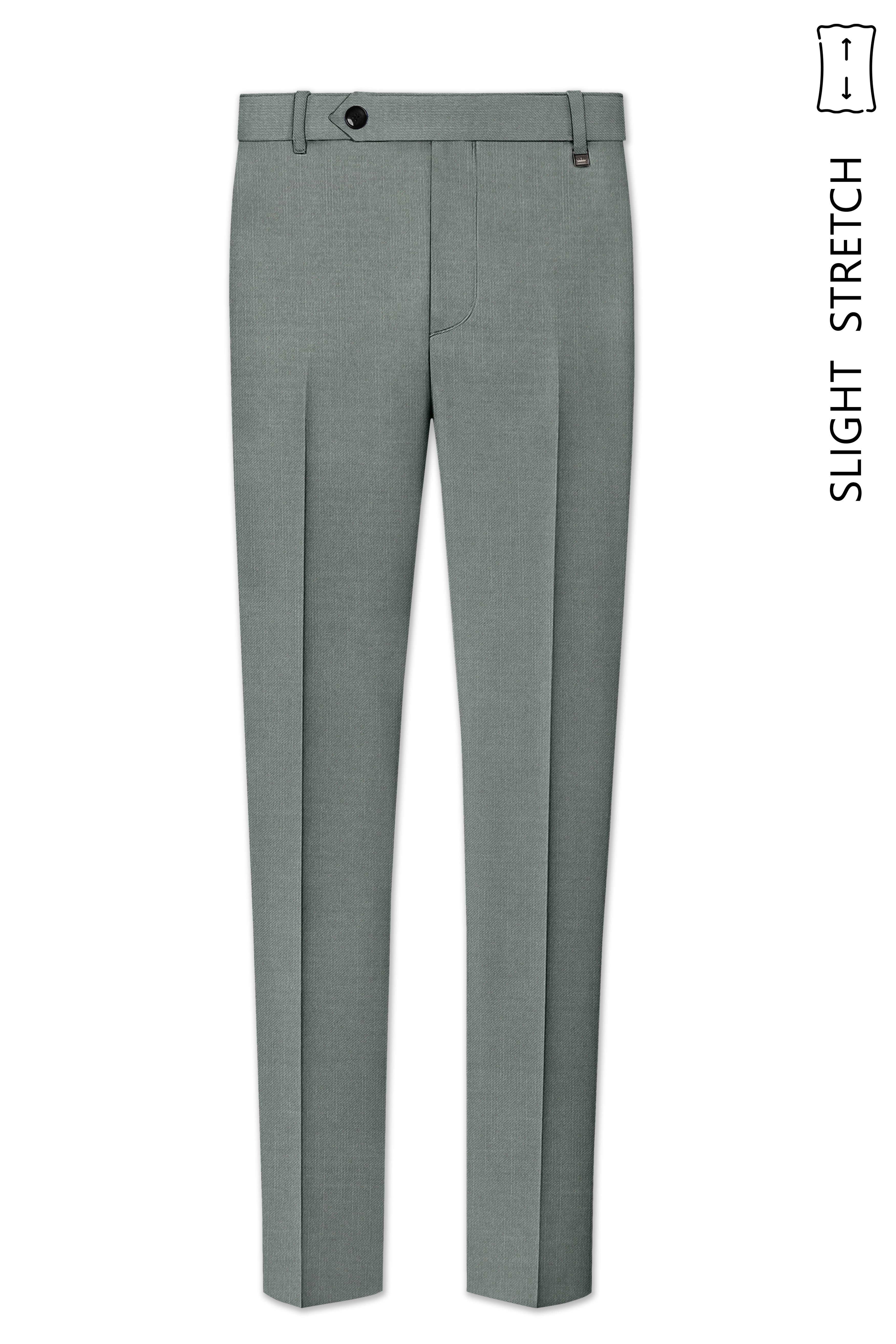 Travliam-William Green Wool Rich Slight Stretch Waistband Pant