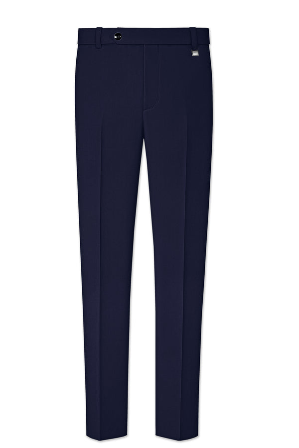 Azurion-Royal Blue Wool Rich Stretchable Waistband Pant
