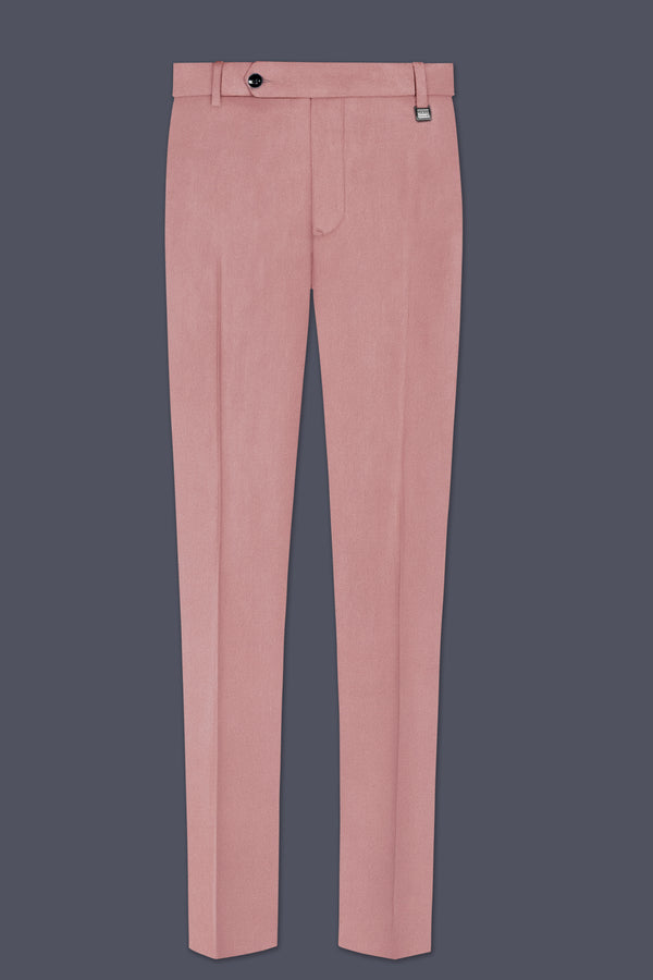Rosivell-Oriental Peach Velvet Stretchable Waistband Pant