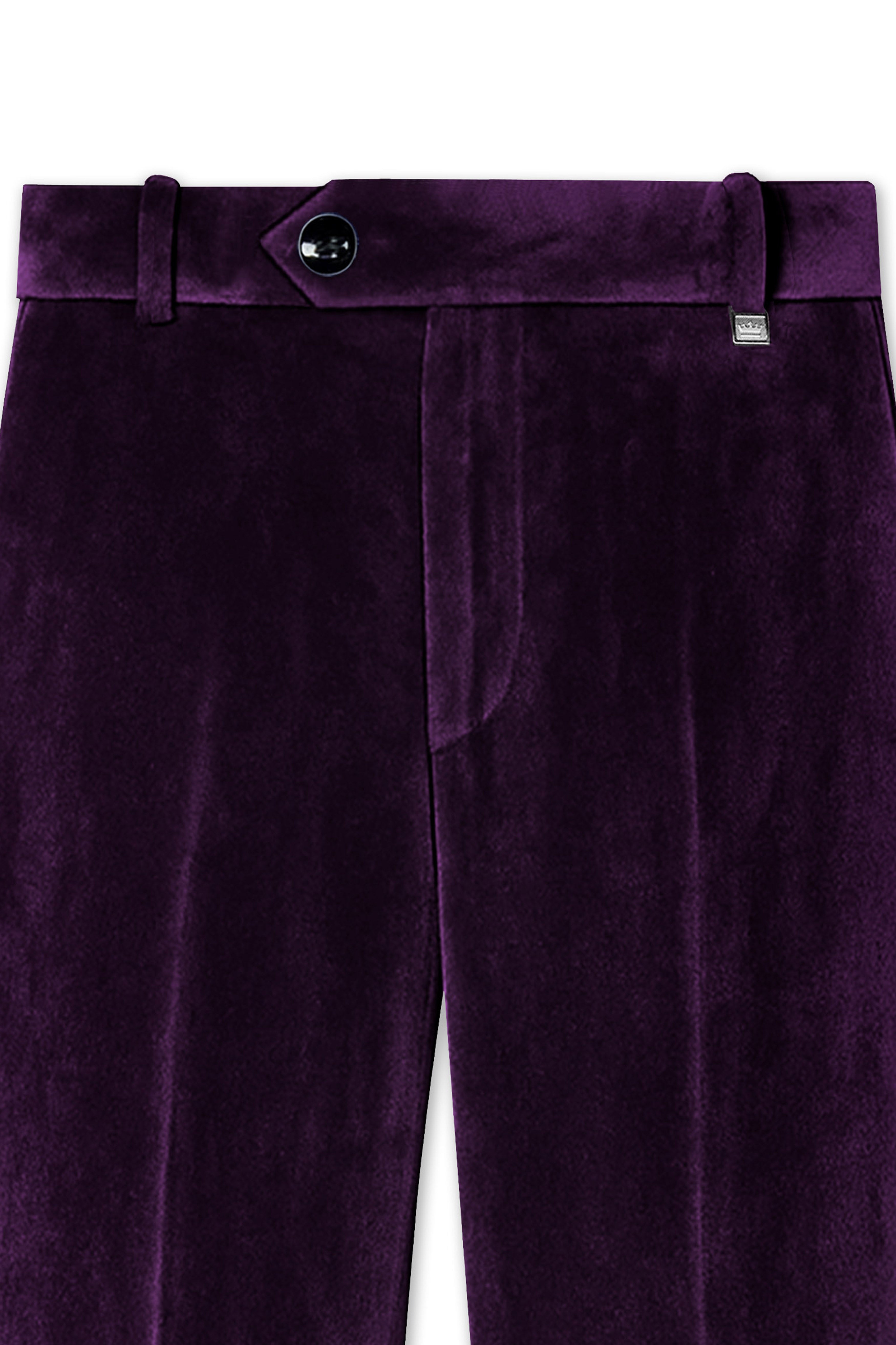 Purvella-Rasin Purple Velvet Stretchable Waistband Pant