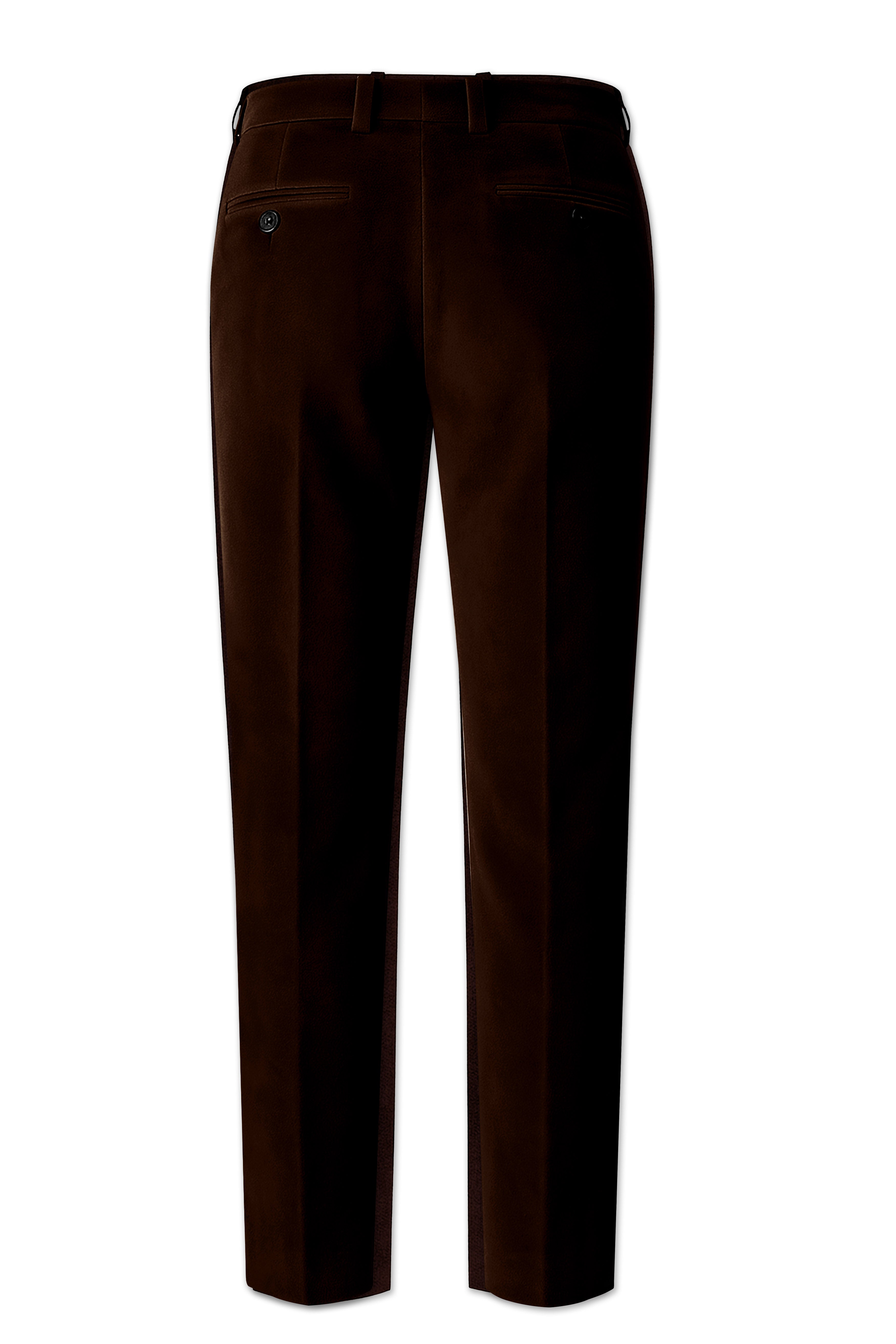 Fumivell-Asphalt Brown Velvet Stretchable Waistband Pant