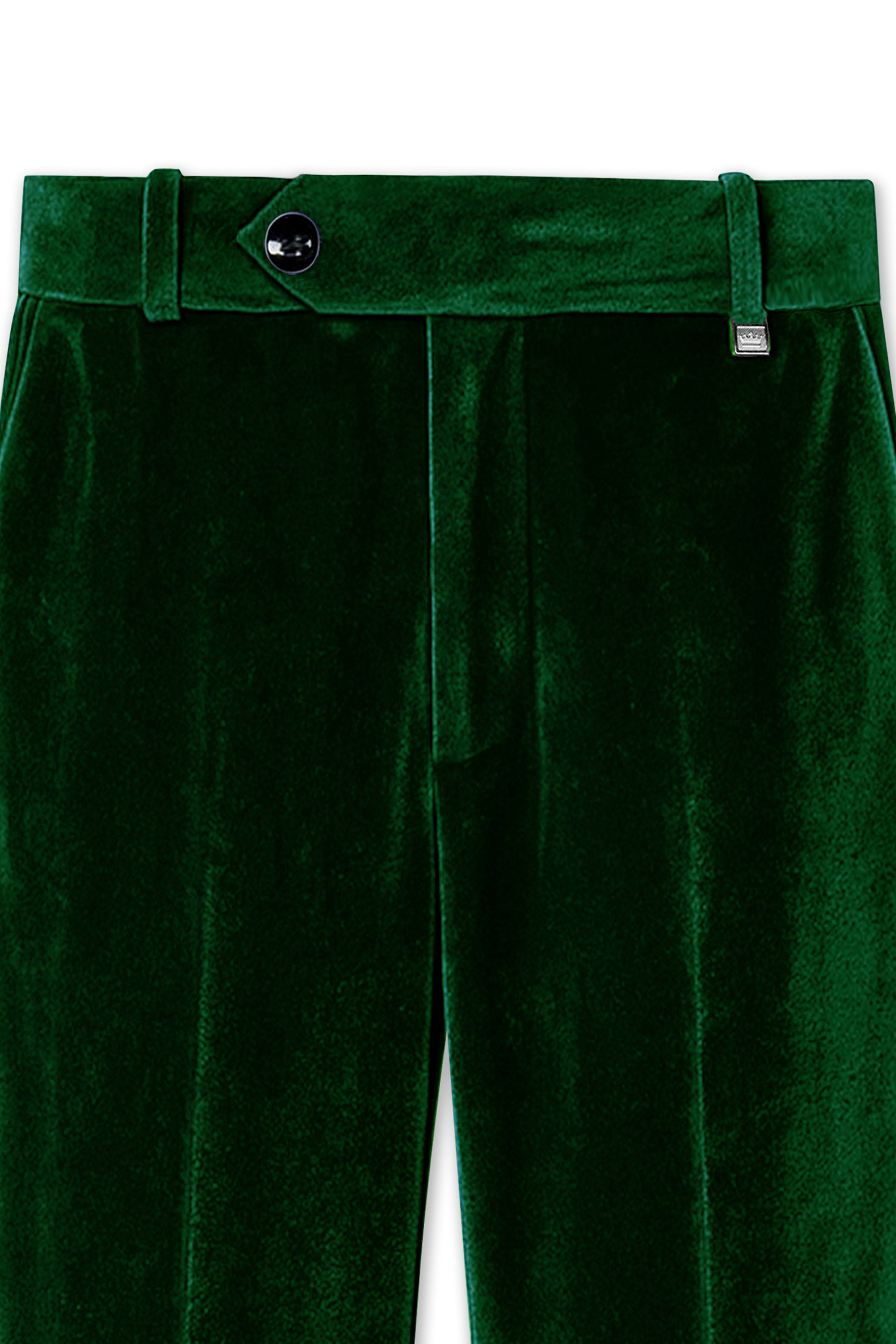 Virivell-Phthalo Green Velvet Stretchable Waistband Pant