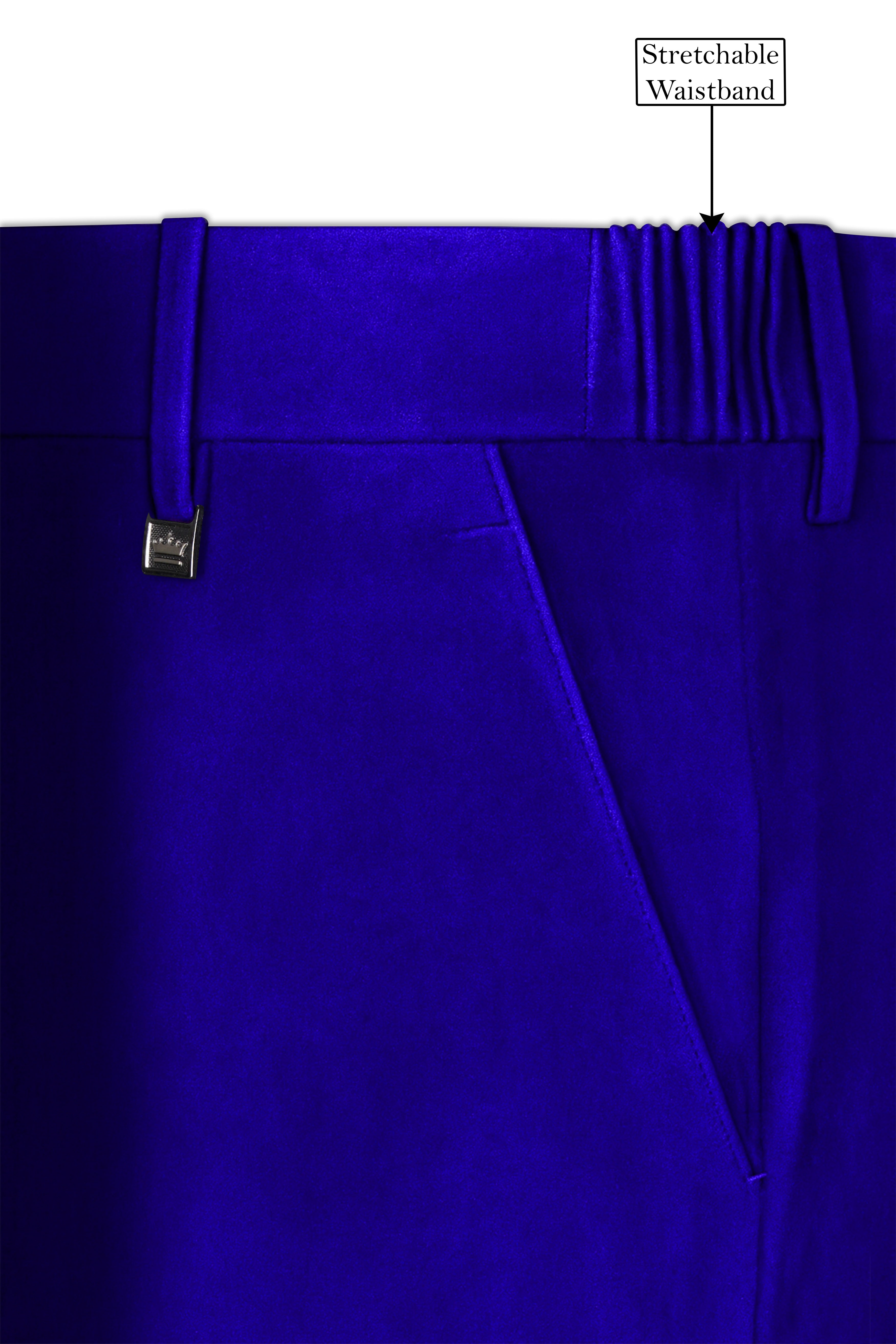 Blucrest-Ultramarine Blue Velvet Stretchable Waistband Pant