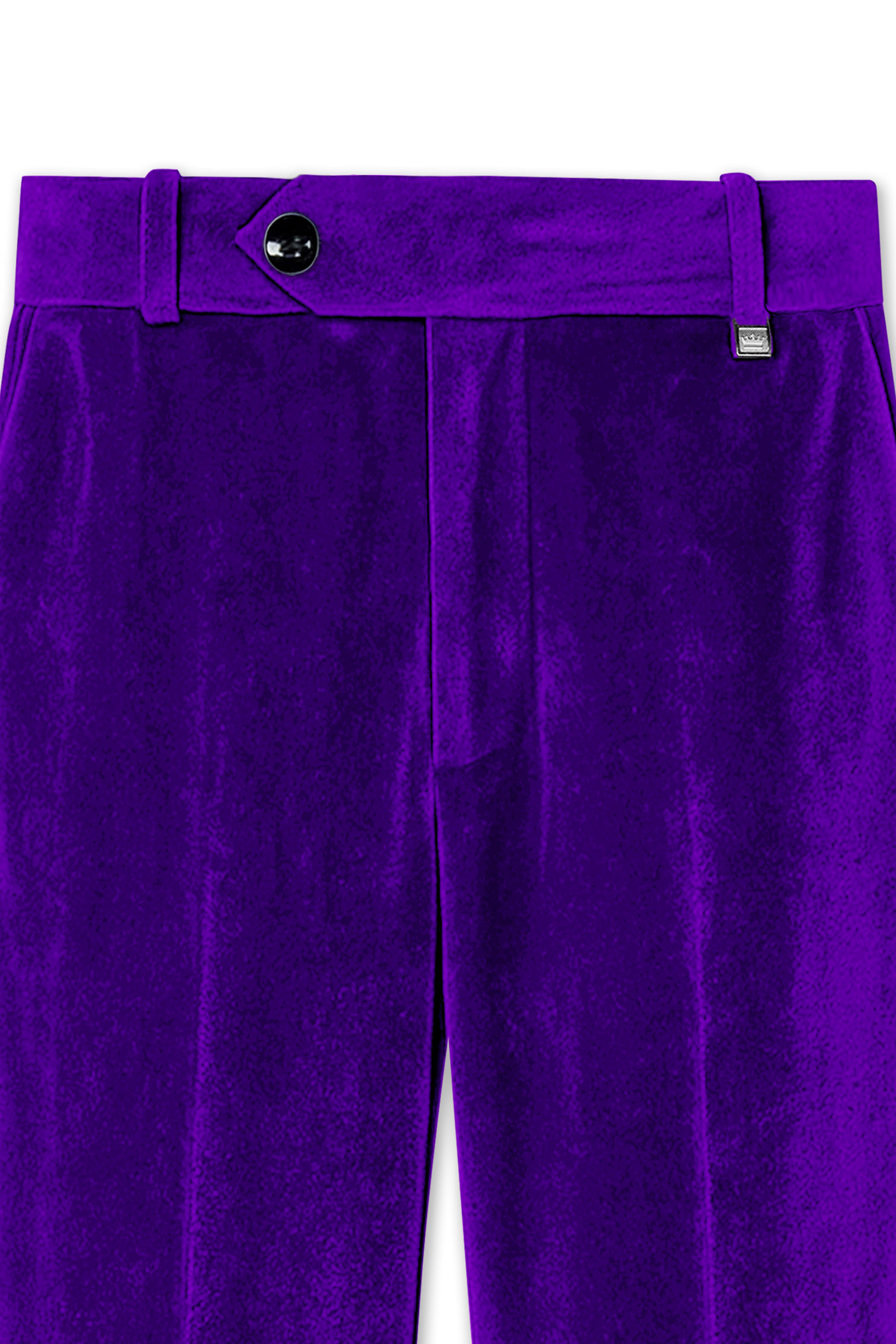 Purvion-Christalle Purple Velvet Stretchable Waistband Pant