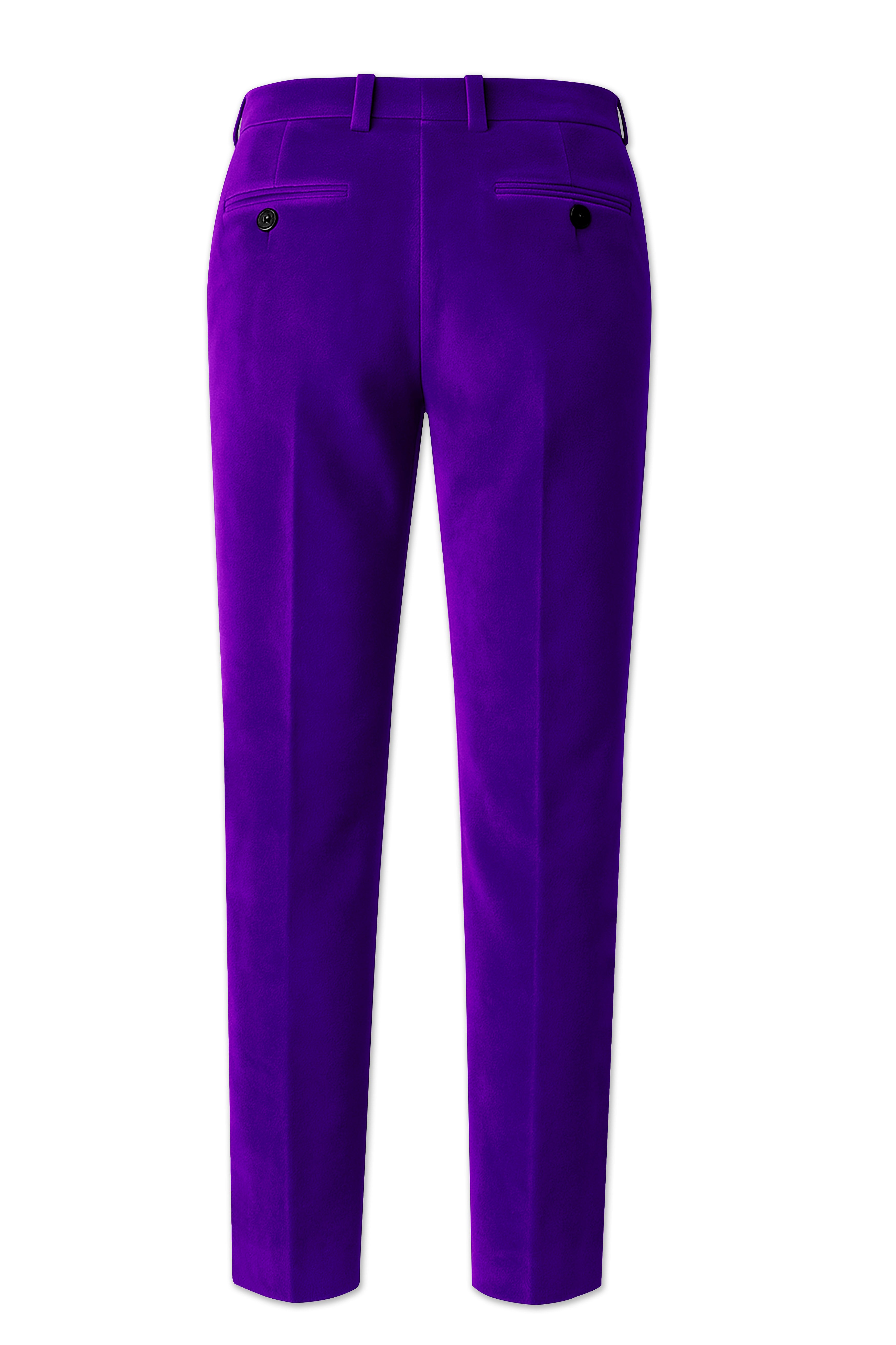 Purvion-Christalle Purple Velvet Stretchable Waistband Pant