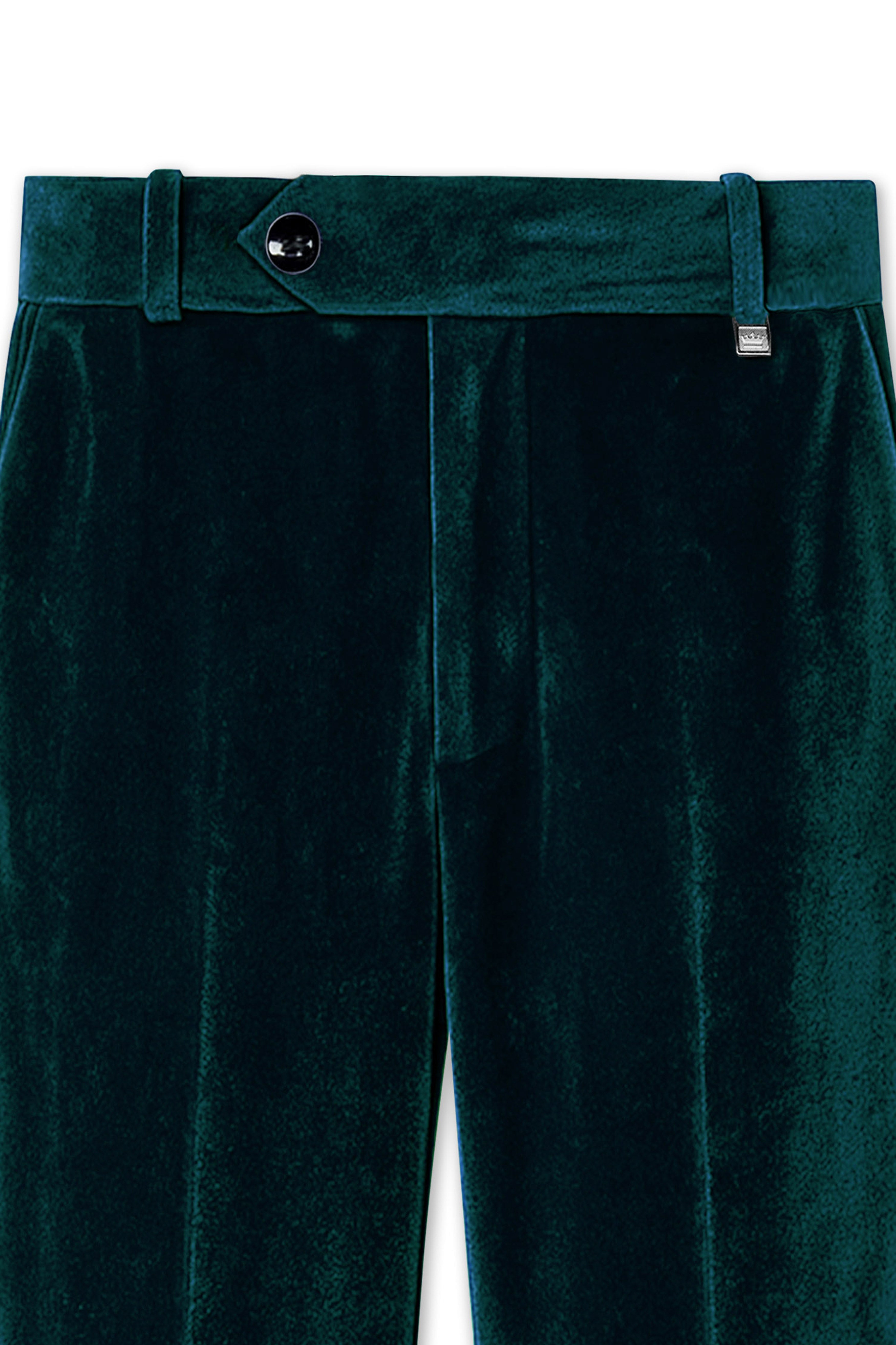 Emerivell-Burnham Green Velvet Stretchable Waistband Pant