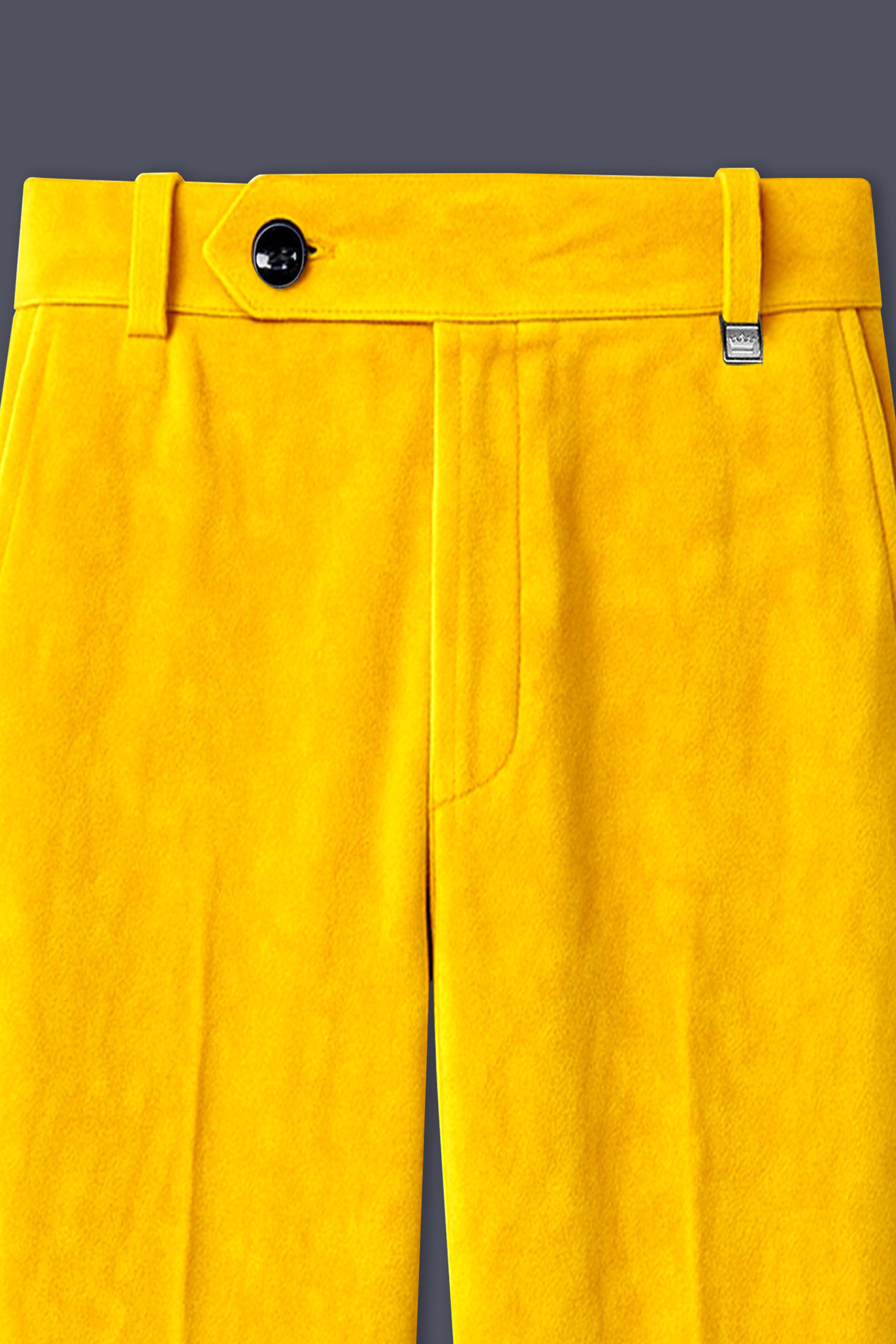 Safvell-Mustard Yellow Velvet Stretchable Waistband Pant