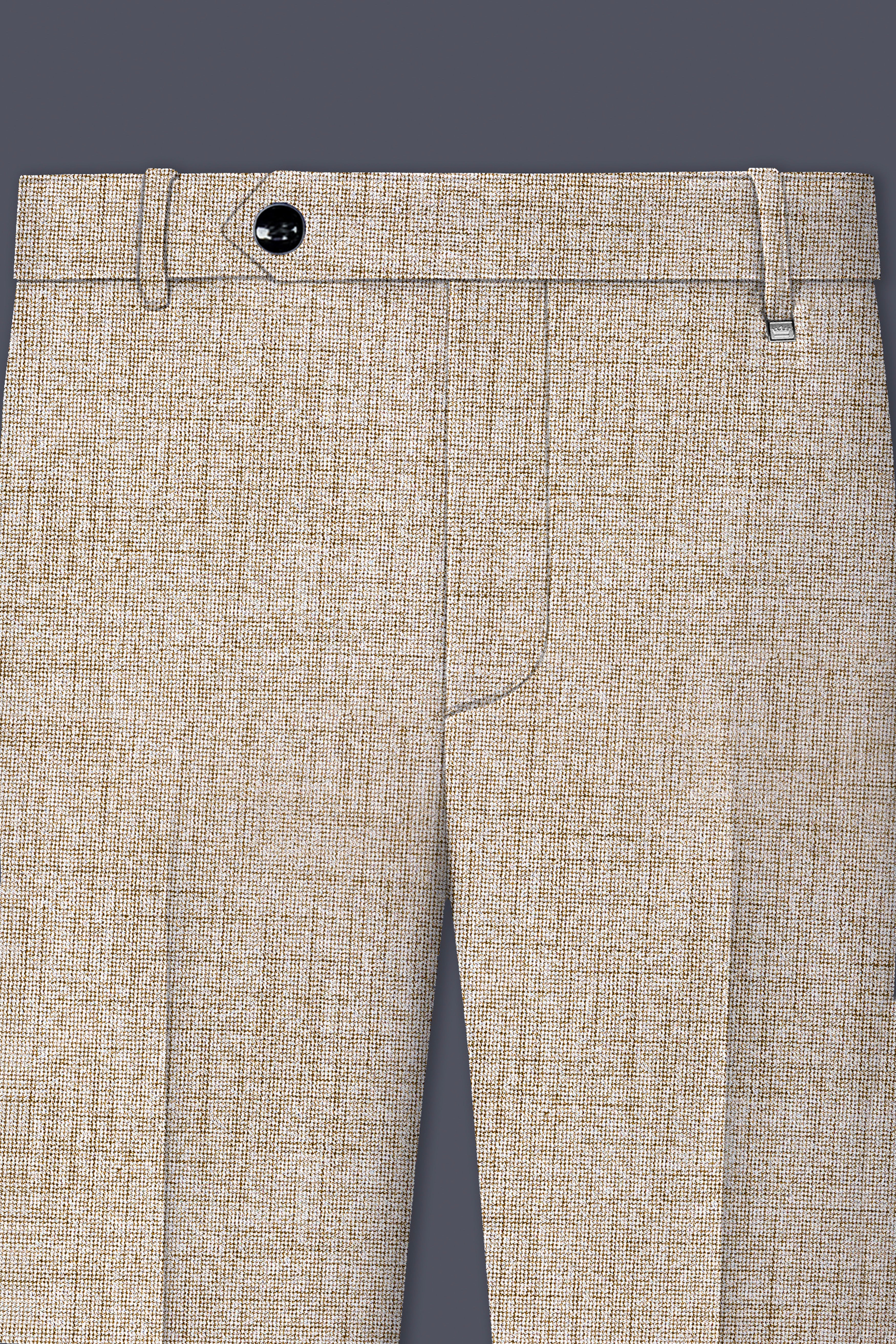 Auricrem-Martini Cream Textured Wool Rich Stretchable Waistband Pant